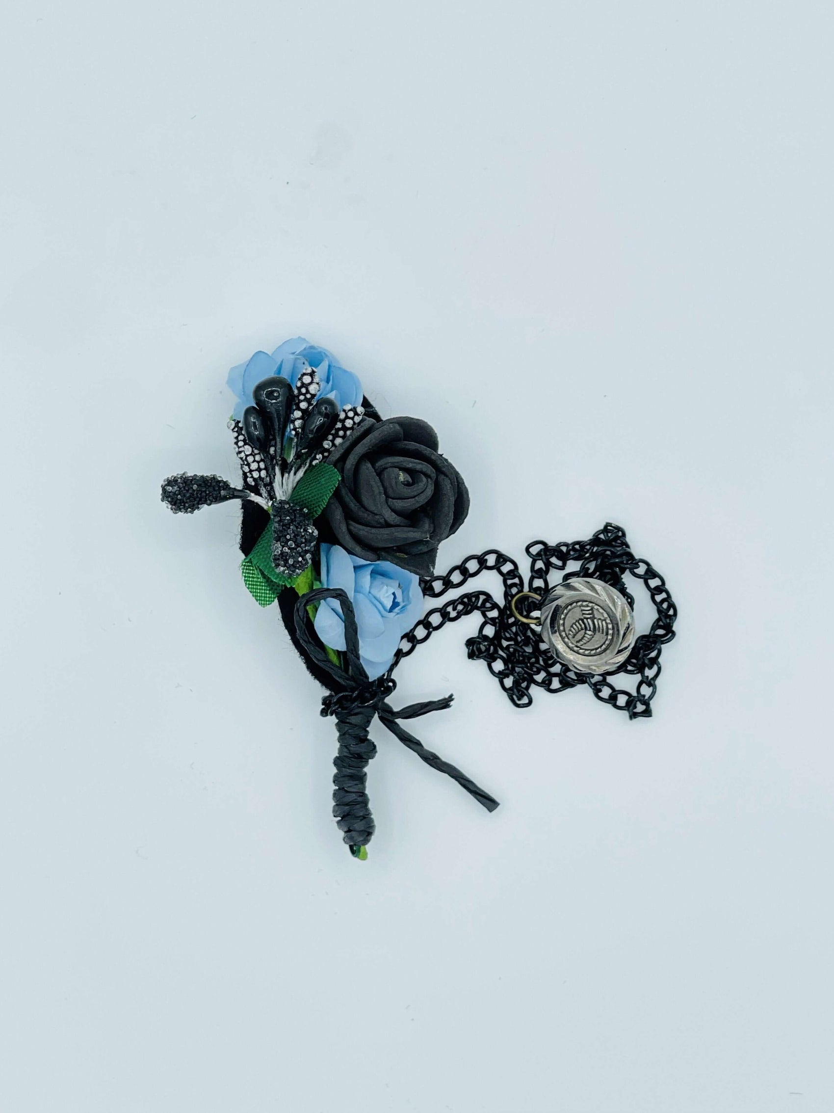 Broche Fleur et Chaine - Bleu BRC007