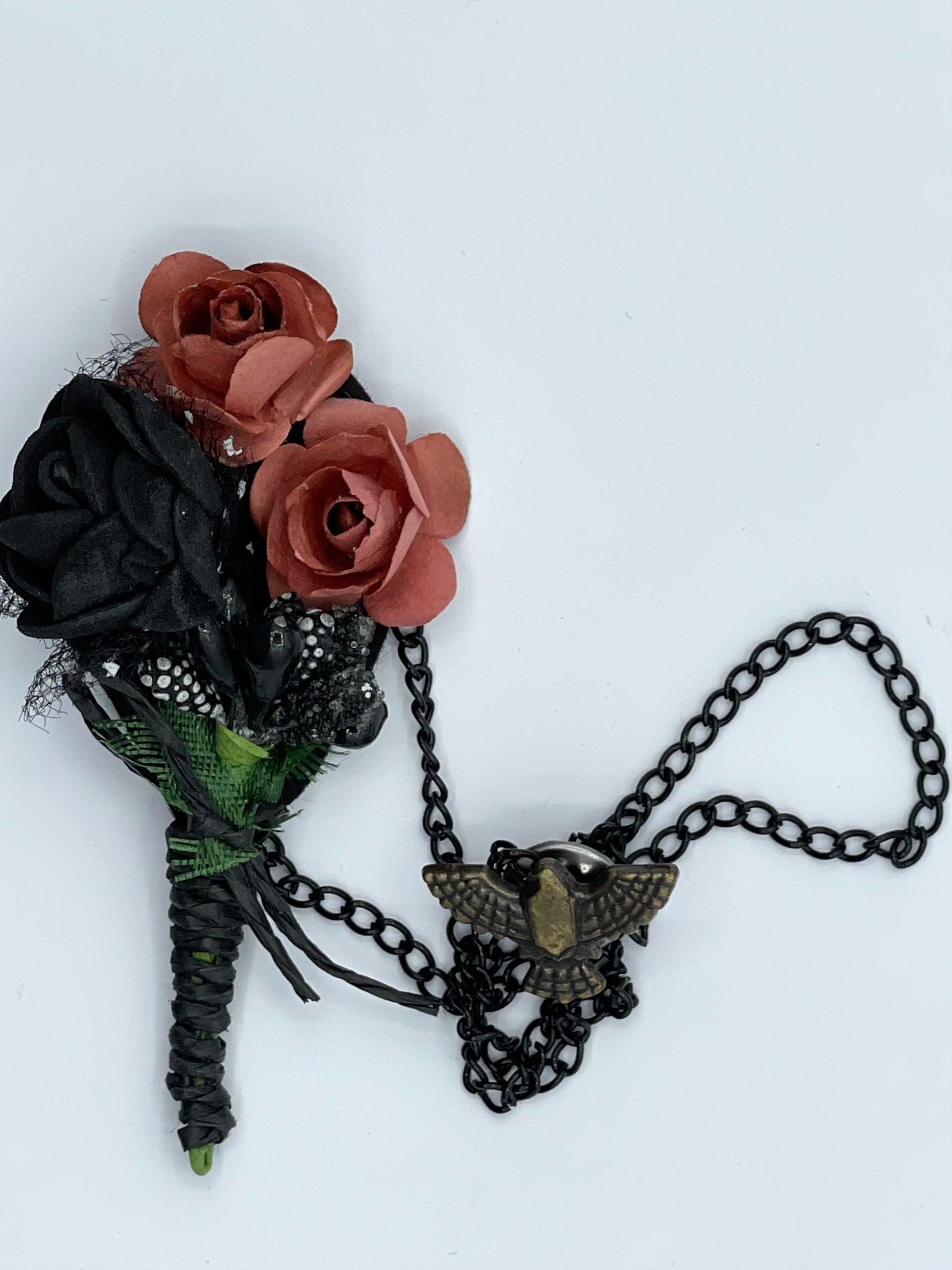 Broche Fleur et Chaine - Marron BRC042