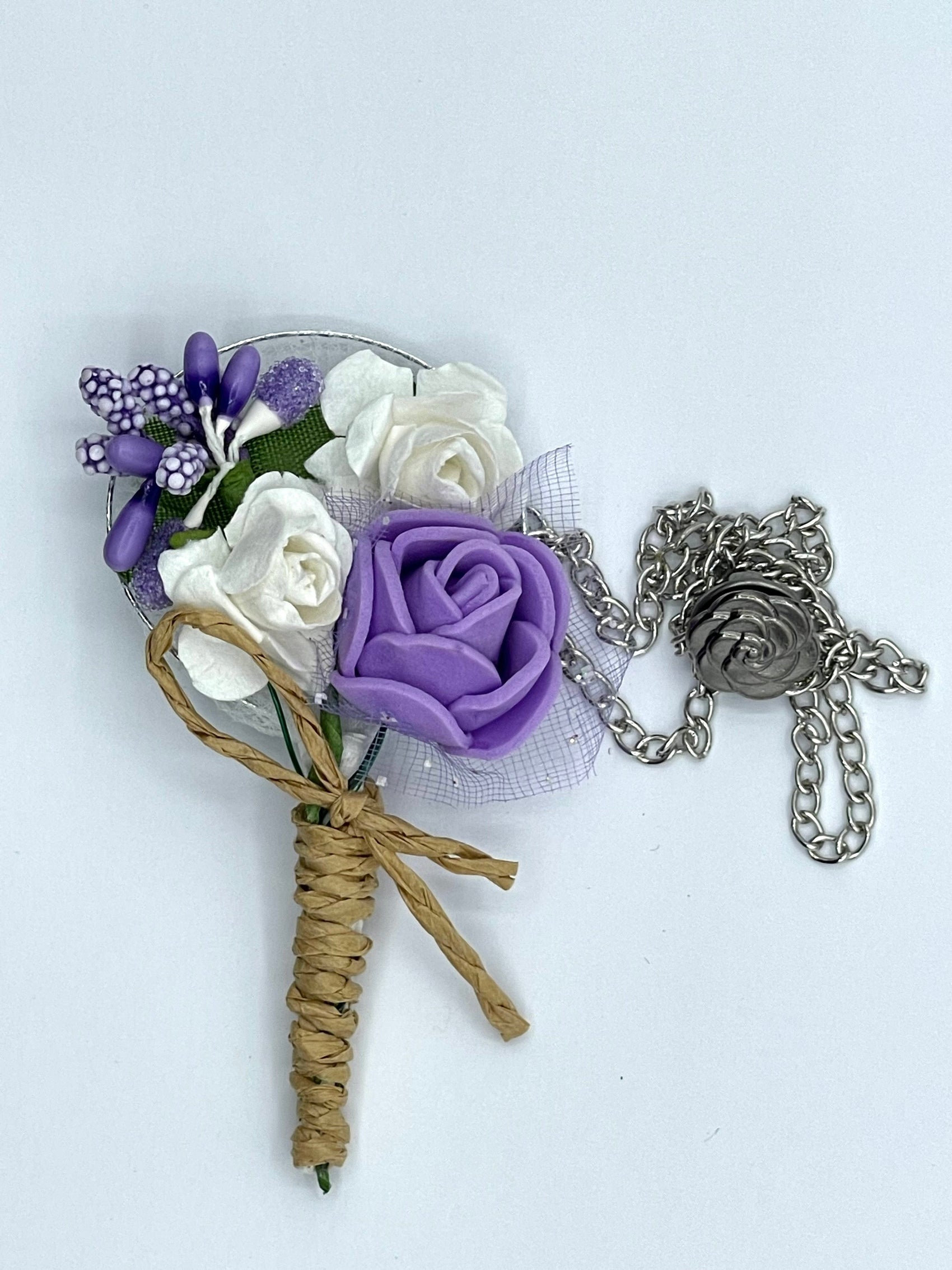 Flower and Chain Brooch - Mauve BRC031