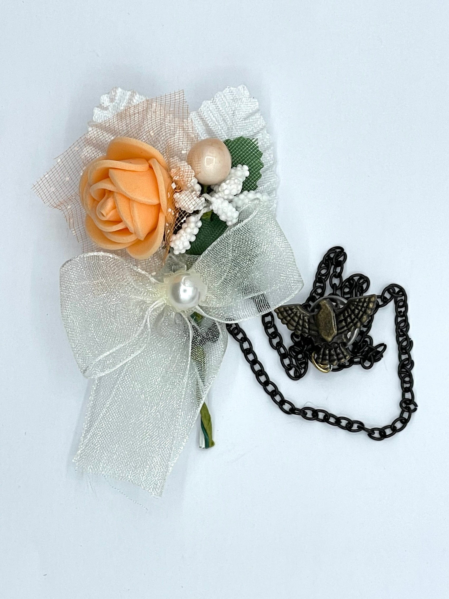 Flower and Chain Brooch - Orange BRC054