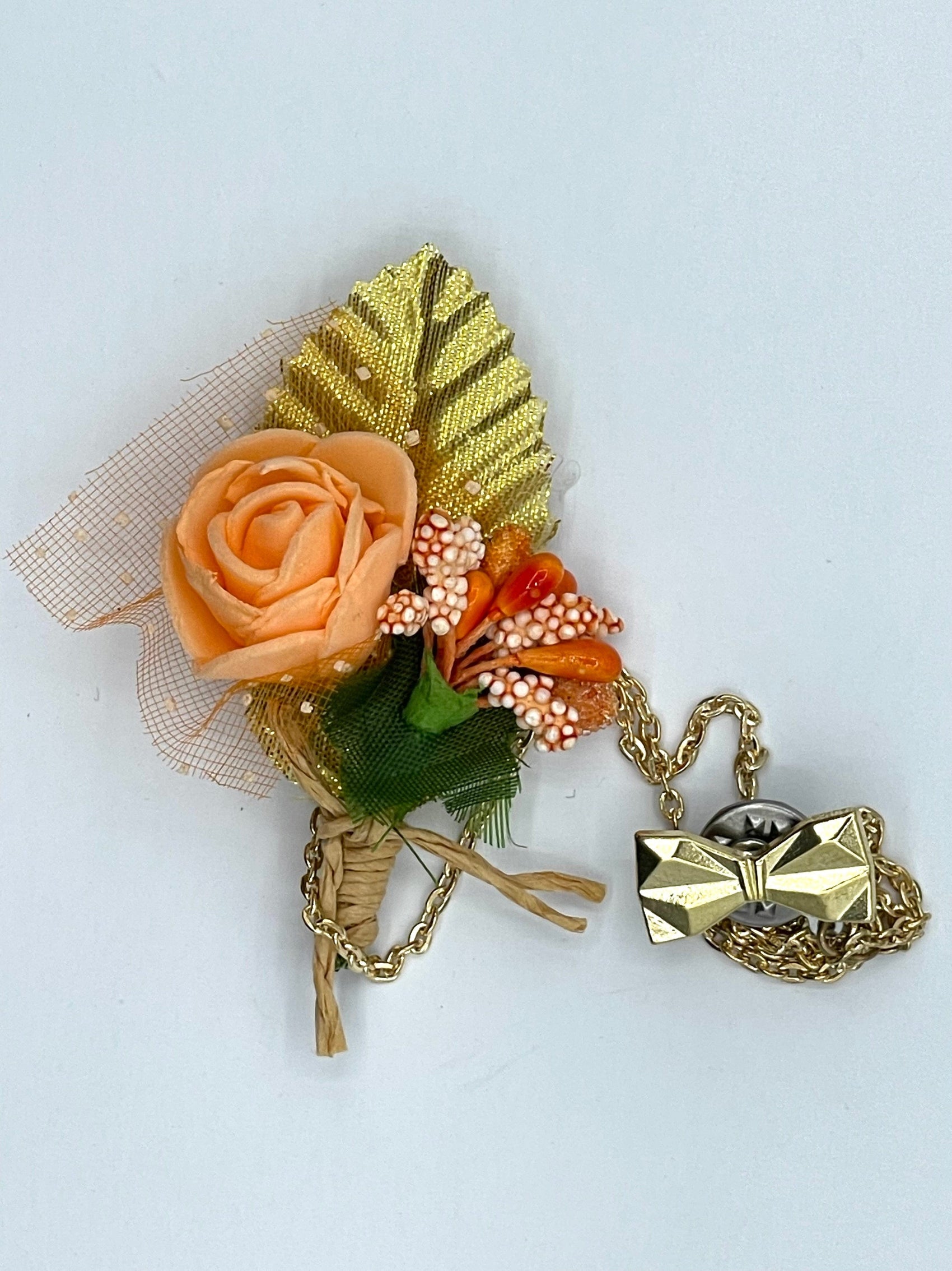 Broche Fleur et Chaine - Orange BRC055