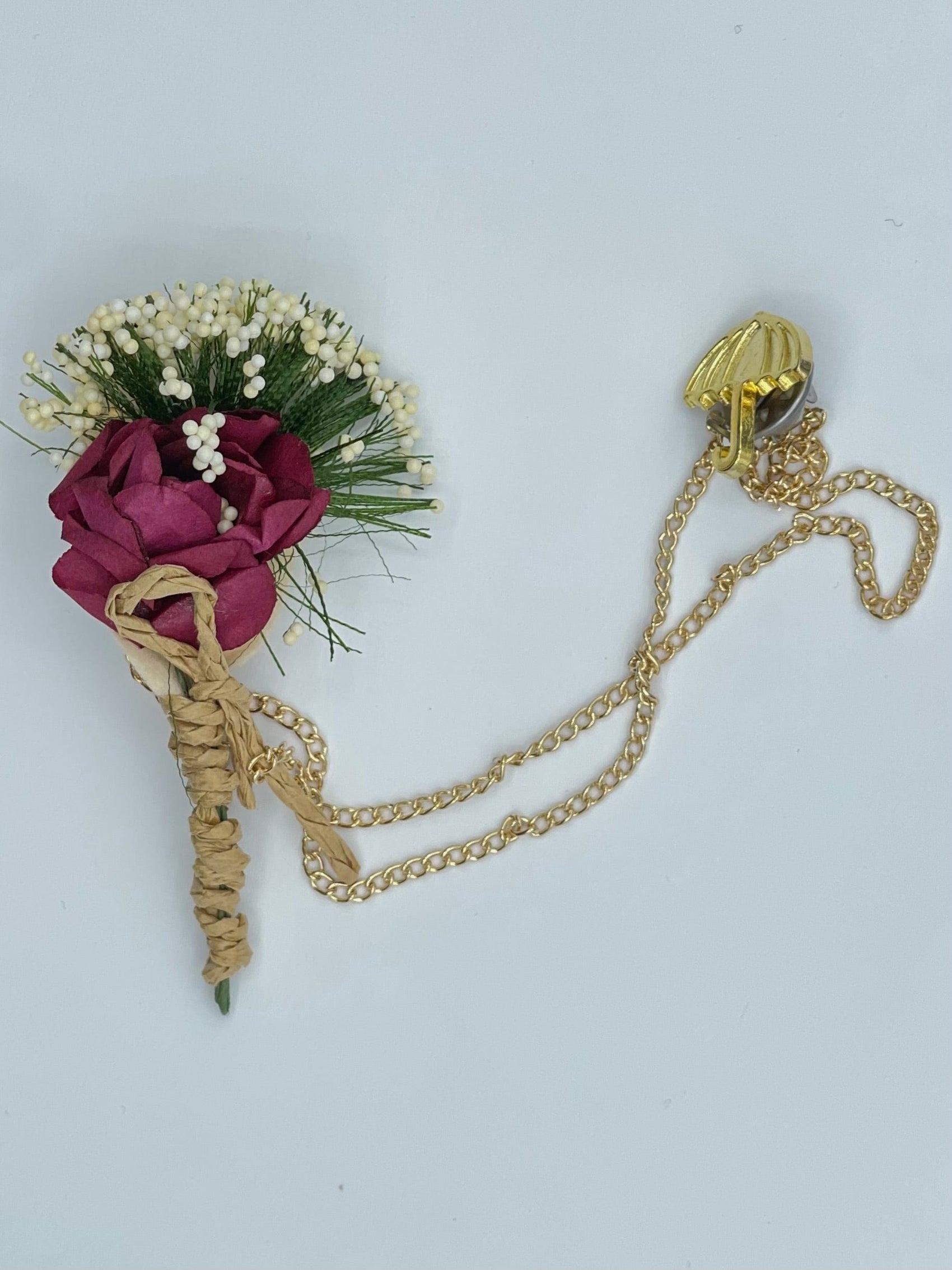 Broche Fleur et Chaine - Prune BRC021