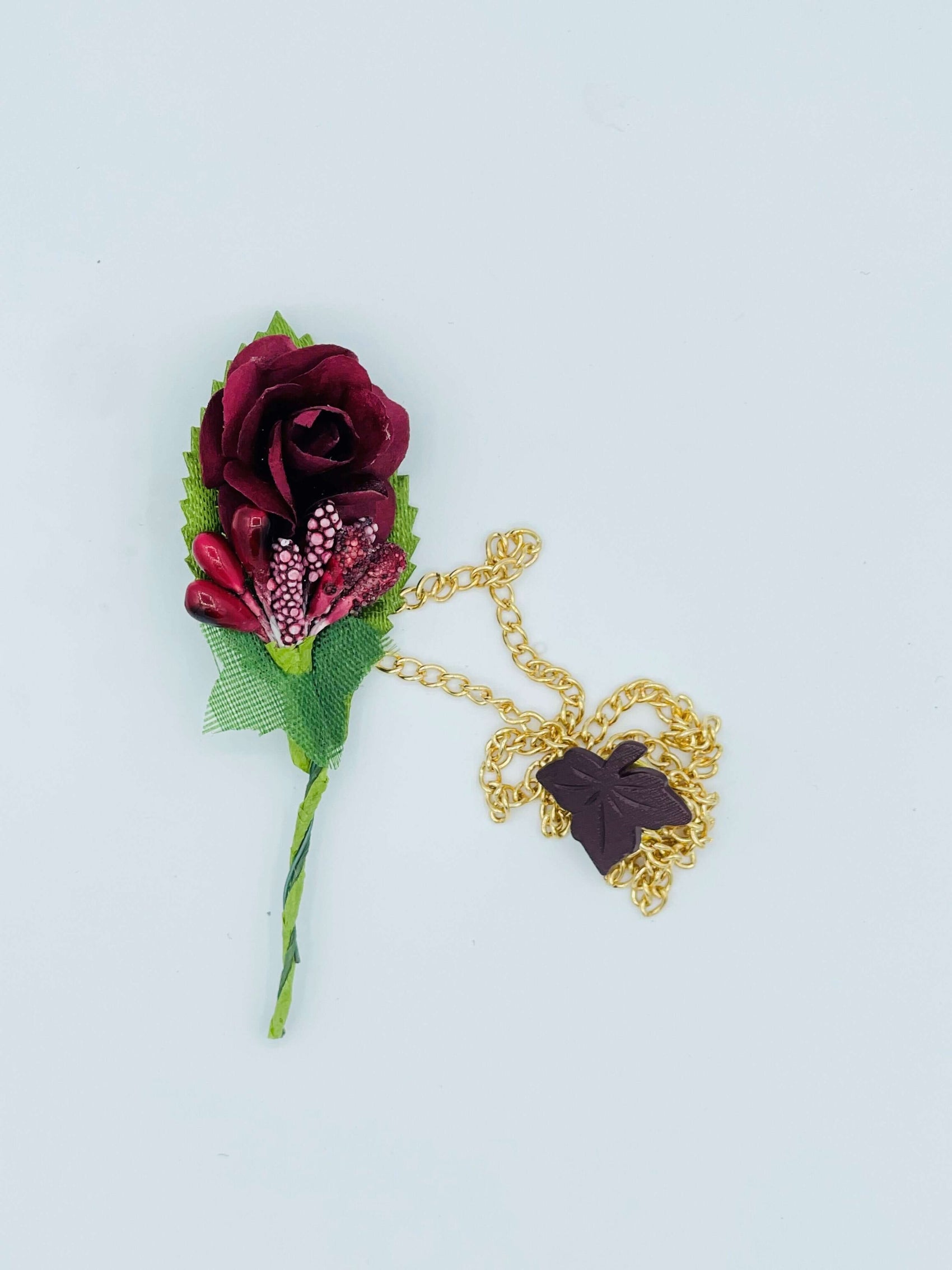 Broche Fleur et Chaine - Rouge BRC002