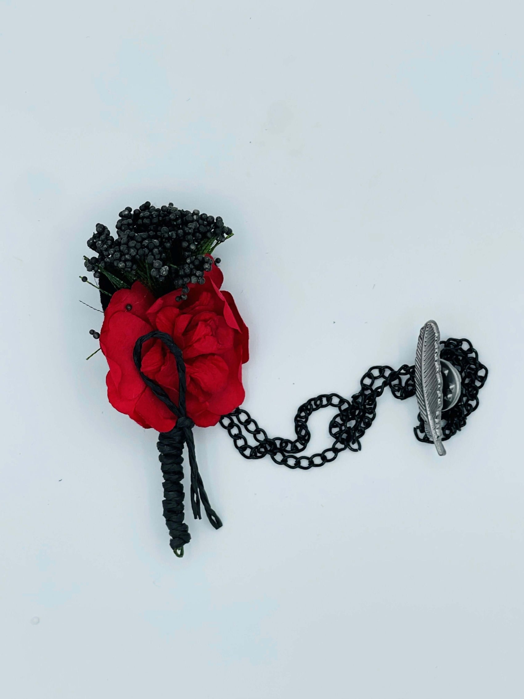 Flower and Chain Brooch - Red BRC006