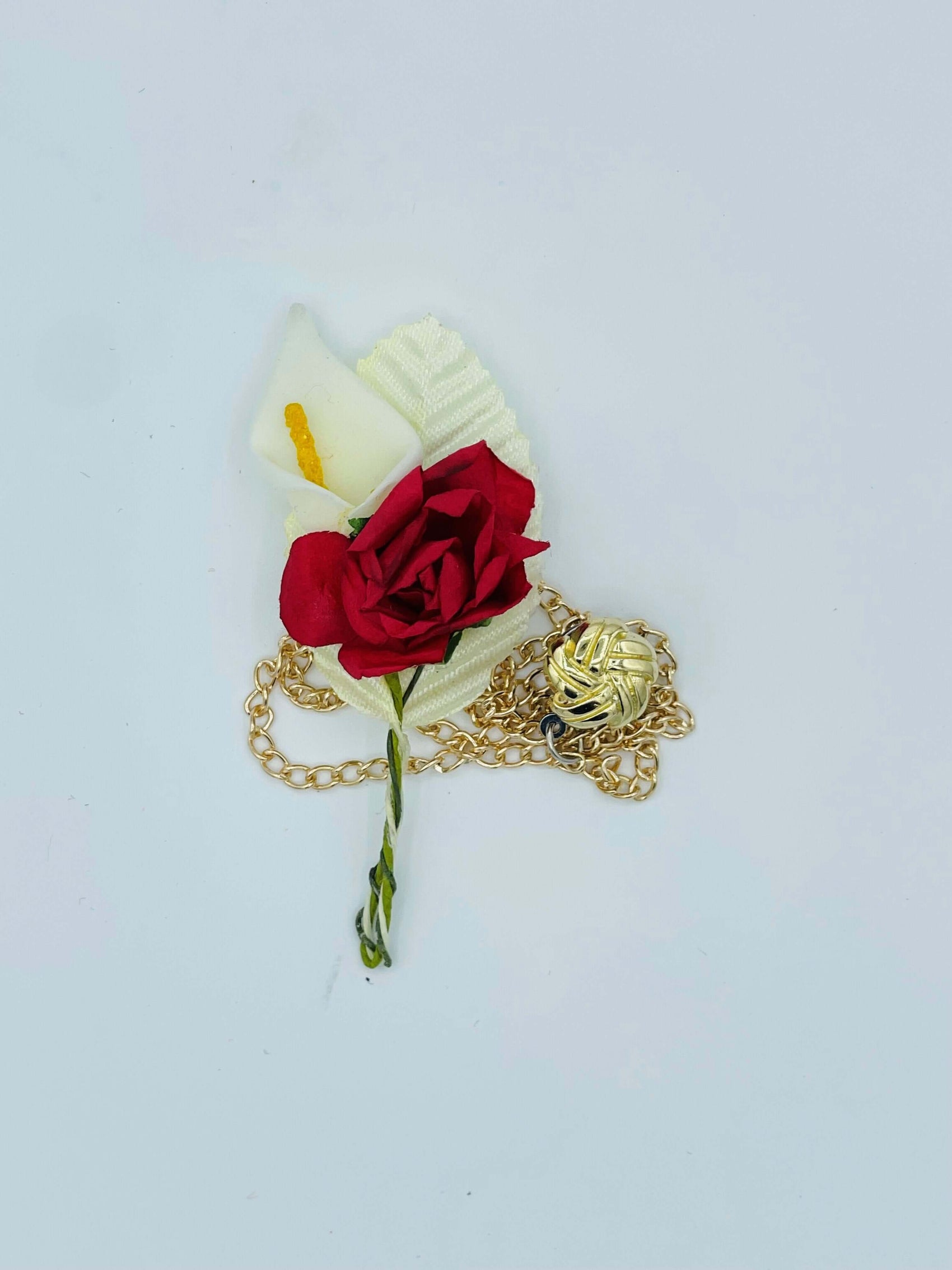 Broche Fleur et Chaine - Rouge BRC015