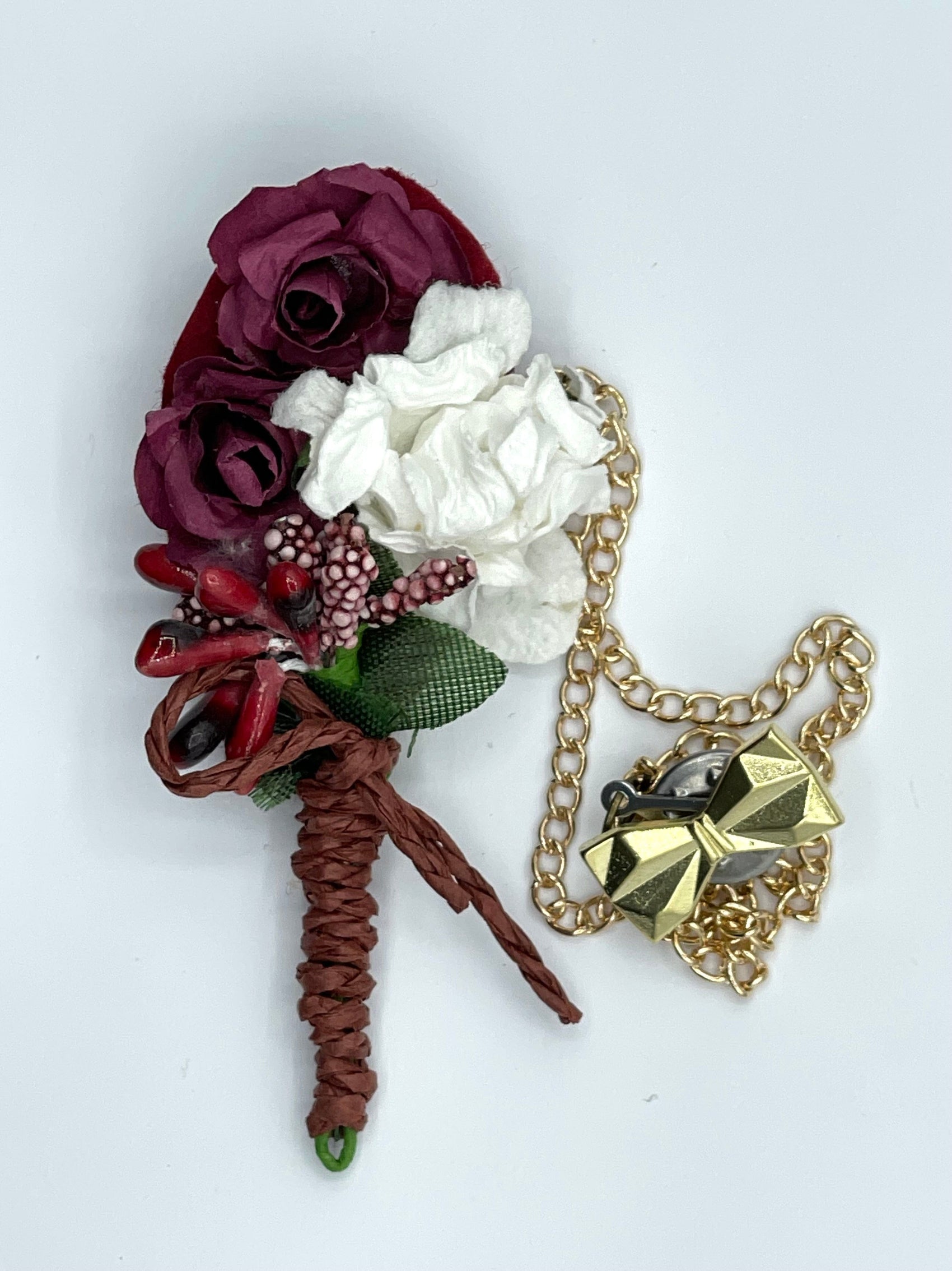 Broche Fleur et Chaine - Rouge BRC039