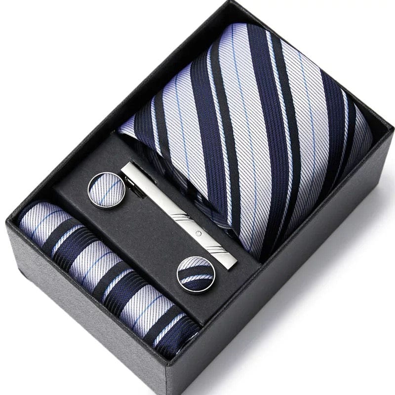 Coffret Cravate Blanc Bleu Nuit CRV24