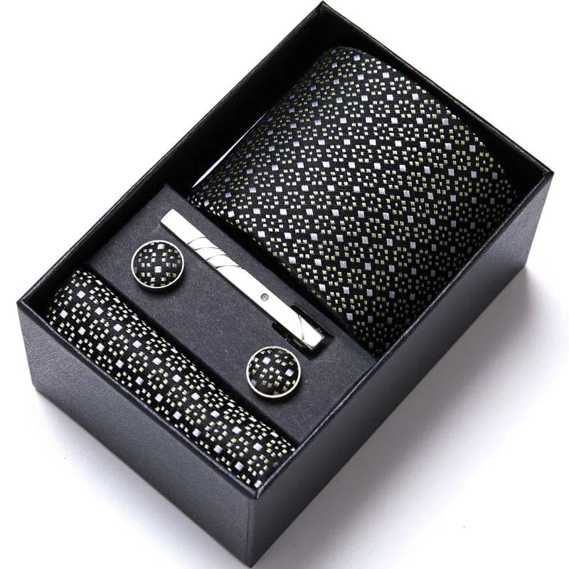 Coffret Cravate Blanc Noir CRV15