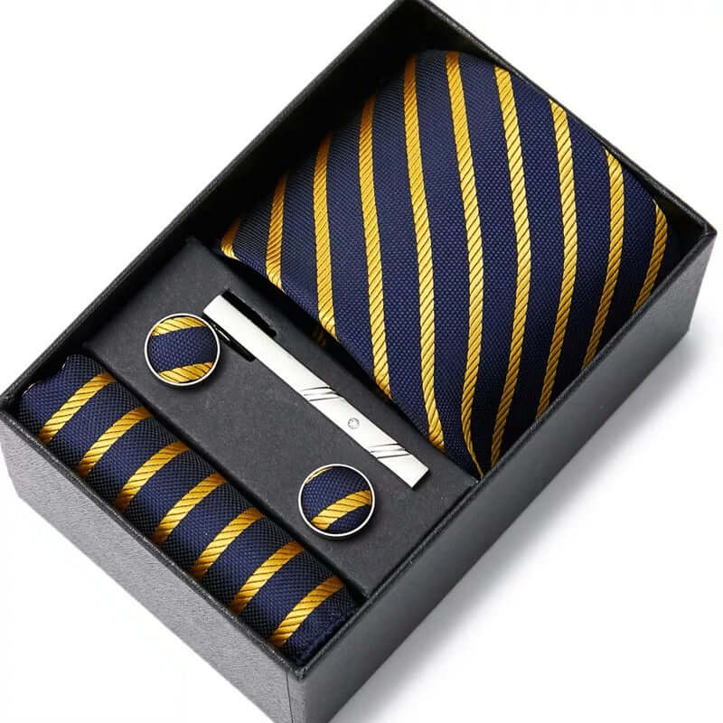 Coffret Cravate Jaune Motif CRV39