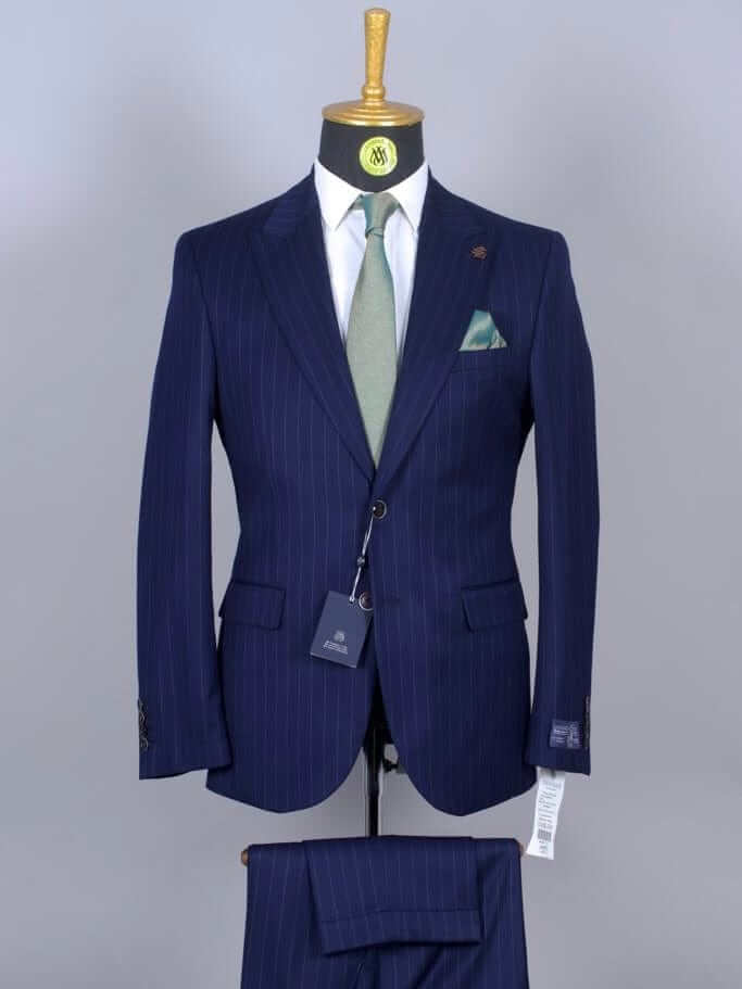 Costume 2 Pieces Bleu Marine Rayé