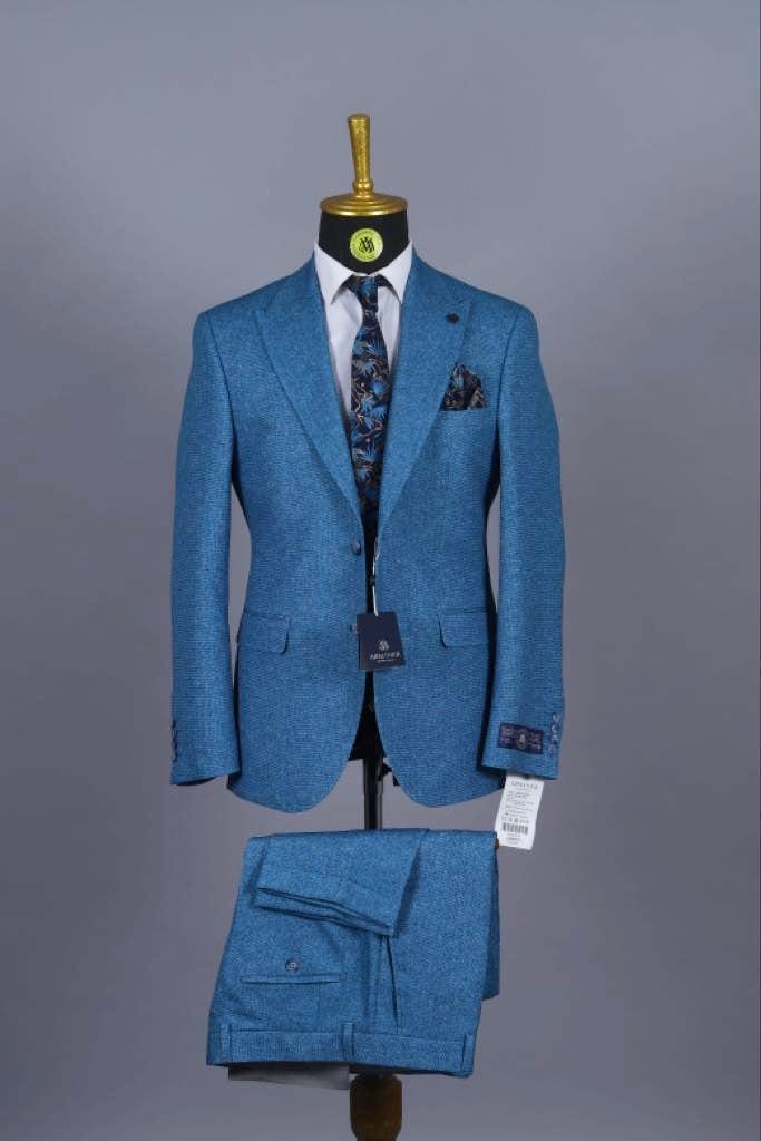Costume 2 Pieces Bleu Motif V.I.P pour homme à Dakar au Senegal COSTUME 2 PIECES MOUBARAK SHOP