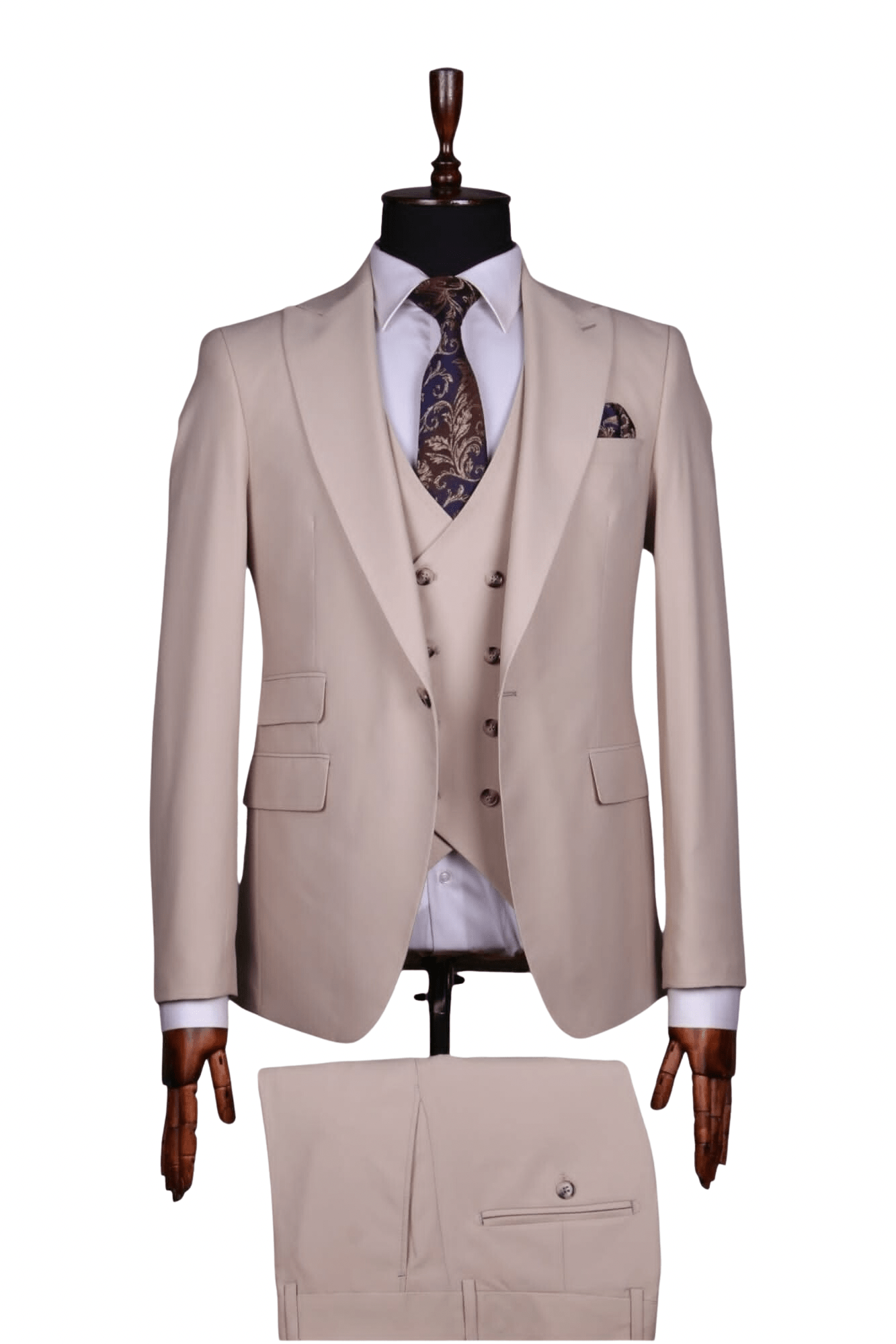 Costume 3 Pieces Blanc de Lin Un Bouton
