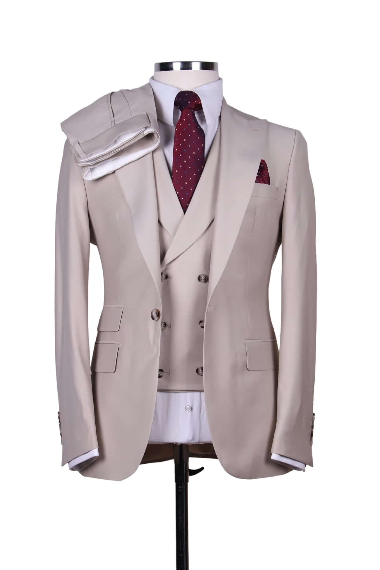 Costume 3 Pieces Blanc de Lin Un Bouton