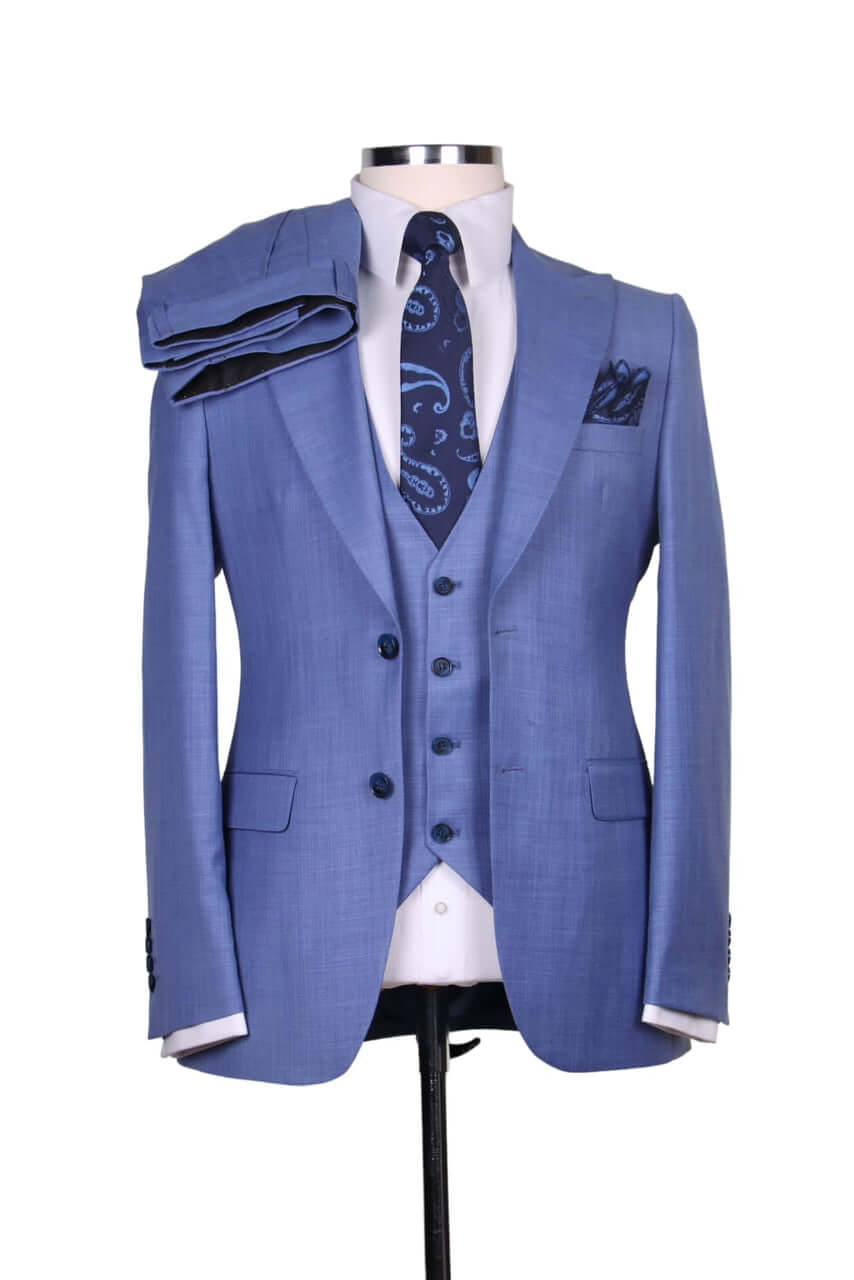 Costume 3 Pieces Bleu Ciel 2 Boutons