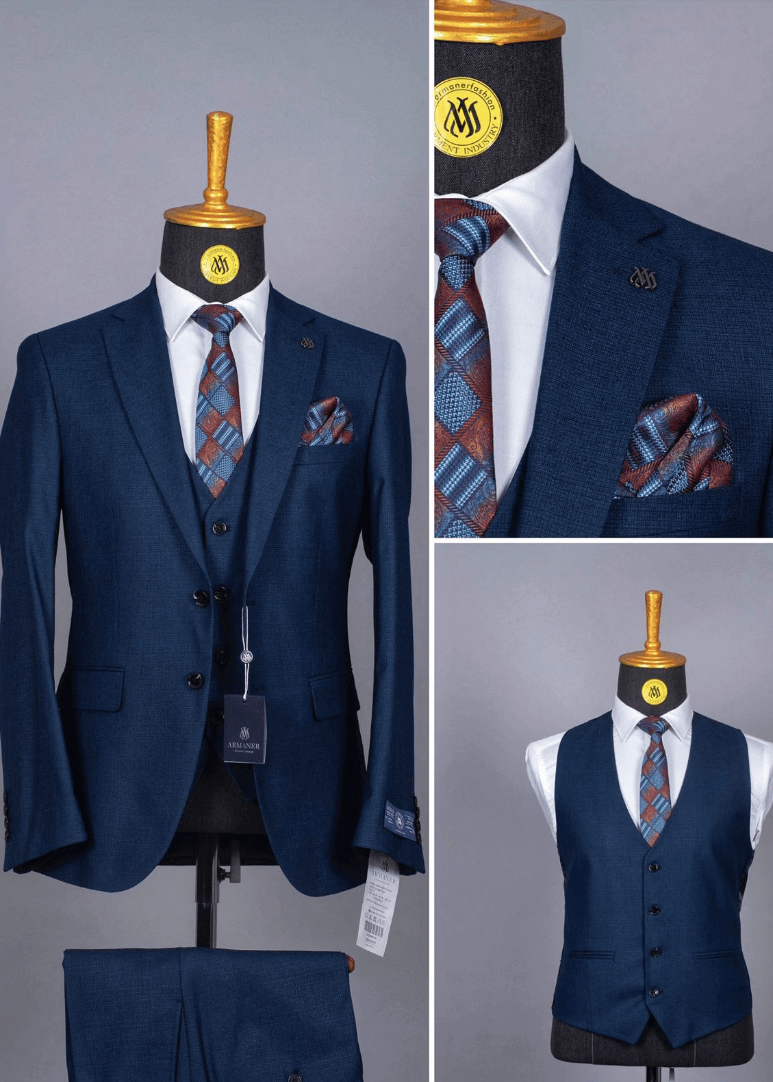 Costume 3 Pieces Bleu Cobalt