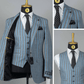 Choix des hommes : costume bleu rayé marron 3 pièces COSTUMES 3 PIÈCES MOUBARAK SHOP