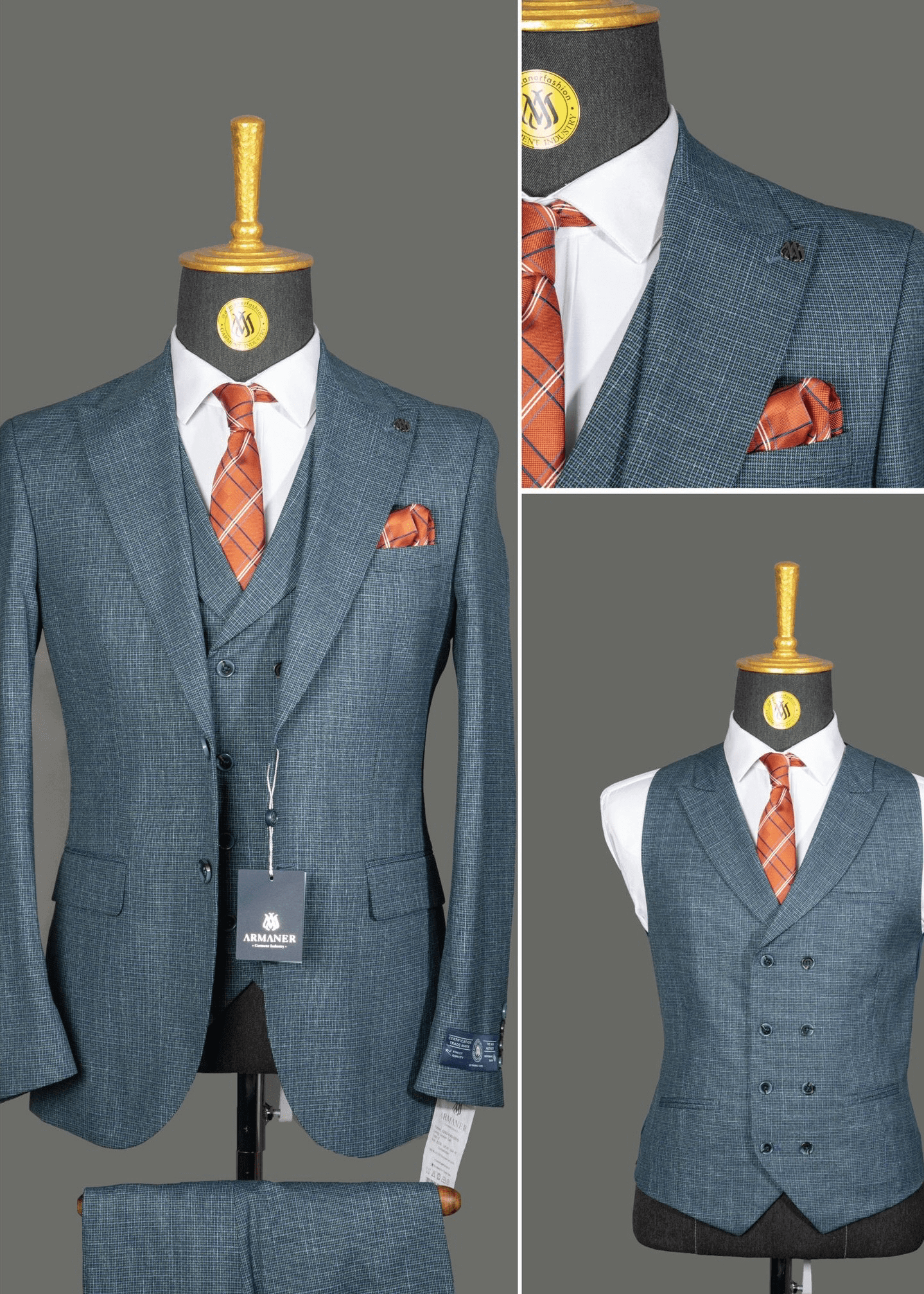 3 Piece Teal Blue Suit