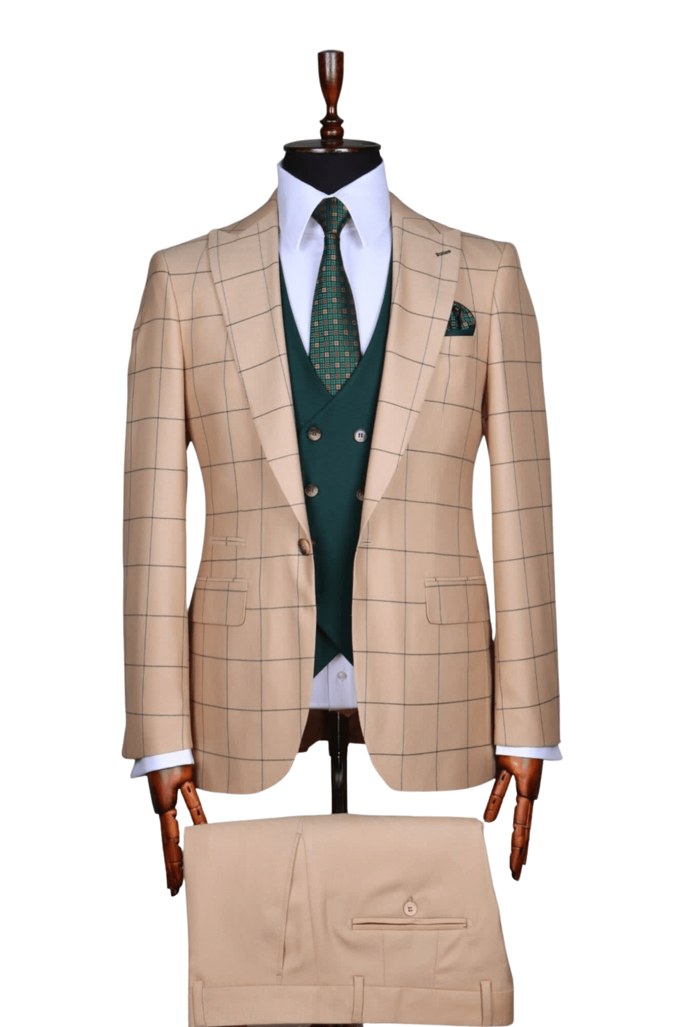 3 Piece Suit Two Tone Beige 2