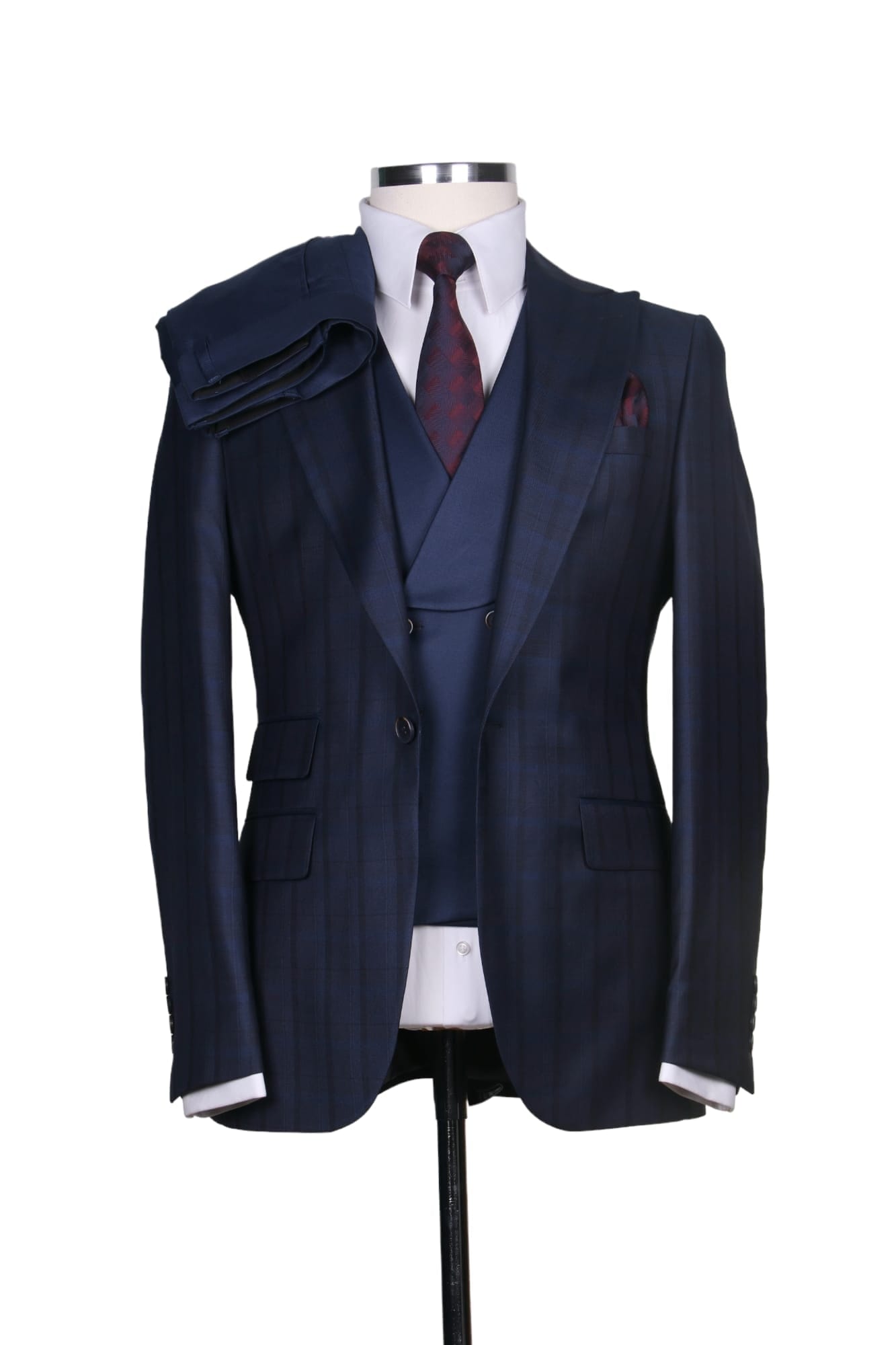 3 Piece Two Tone Blue Grey Suit