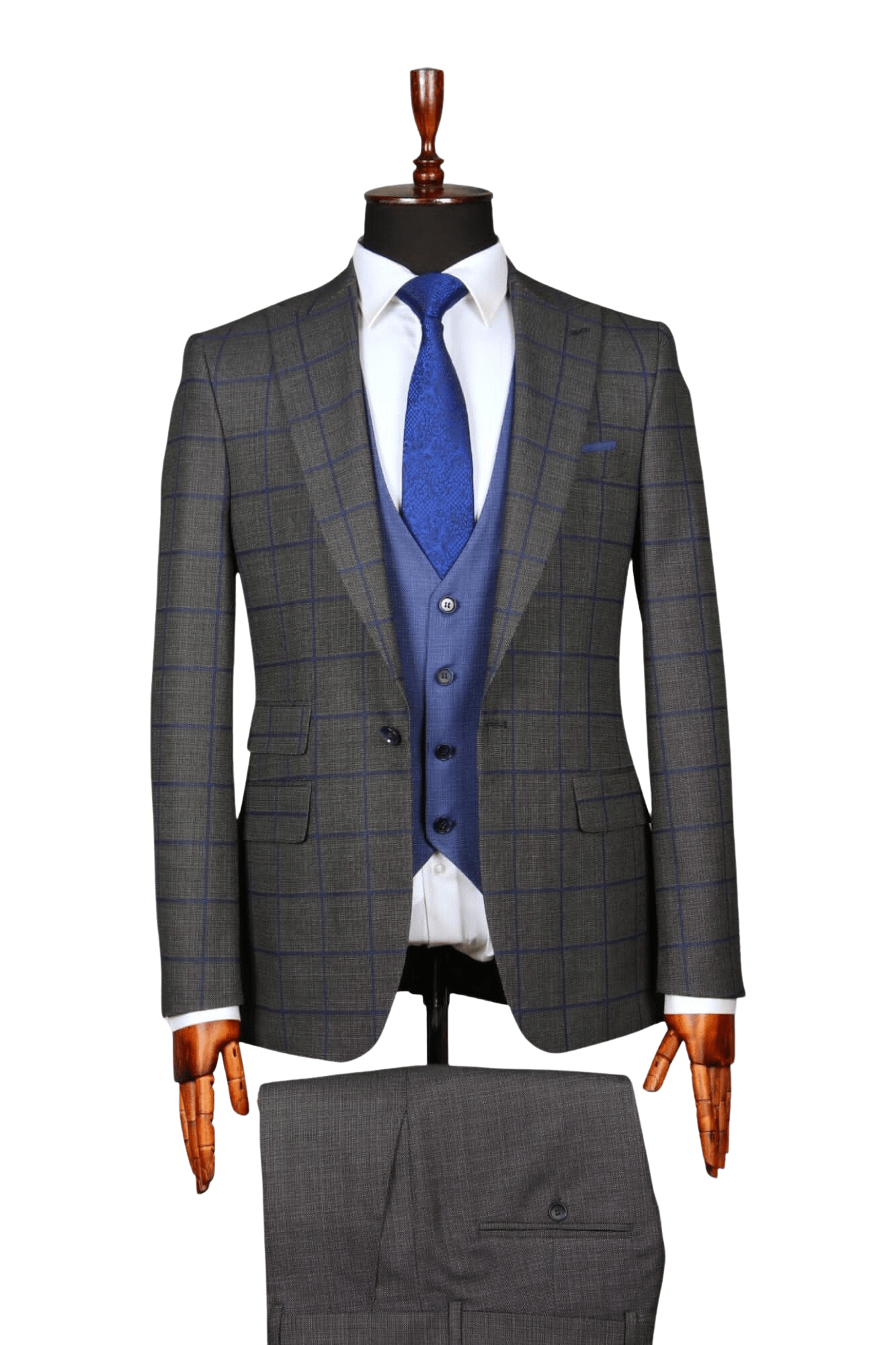 Costume 3 Pieces Deux Tons Gris Bleu