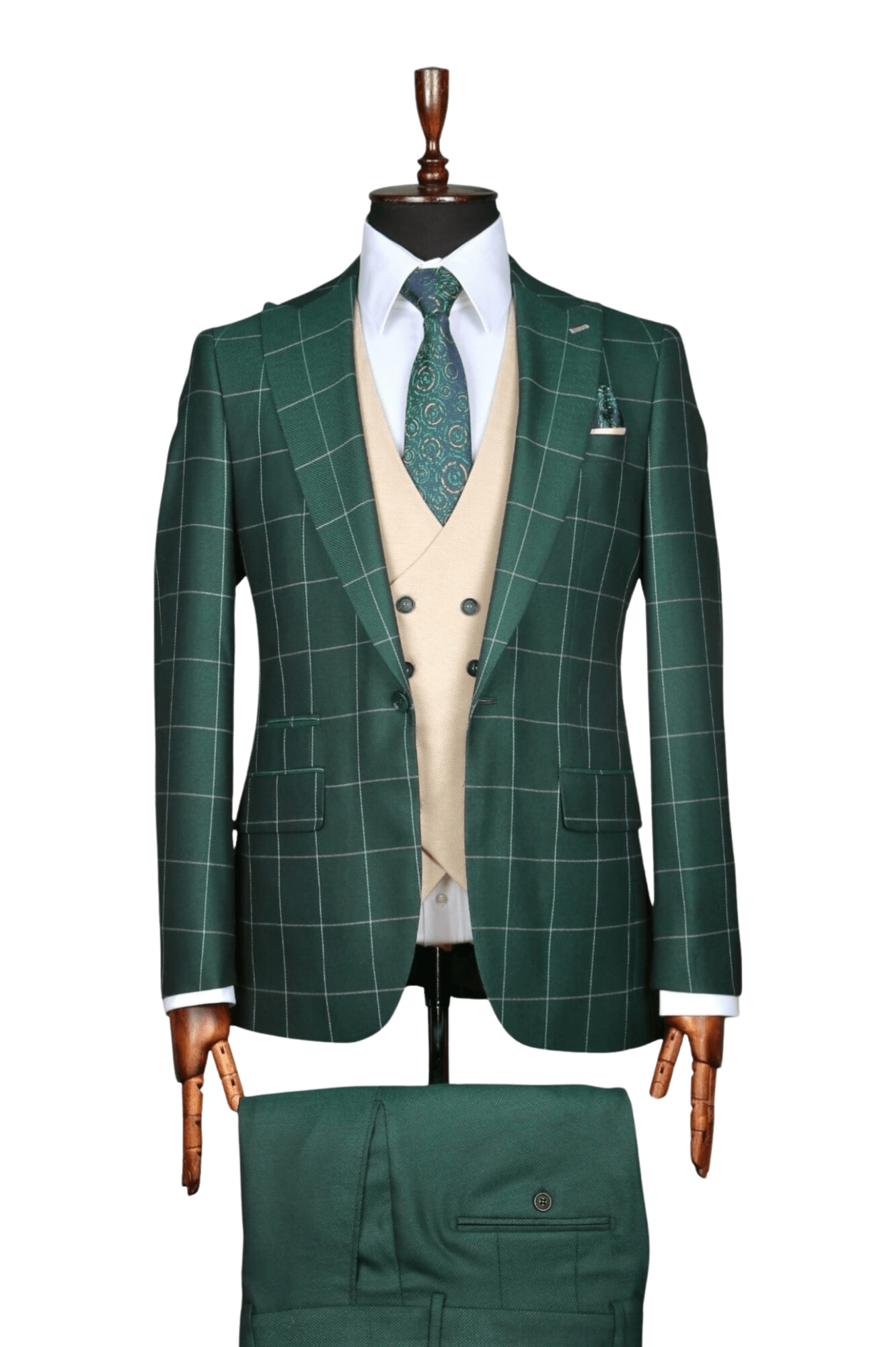Green Two Tone 3 Piece Suit
