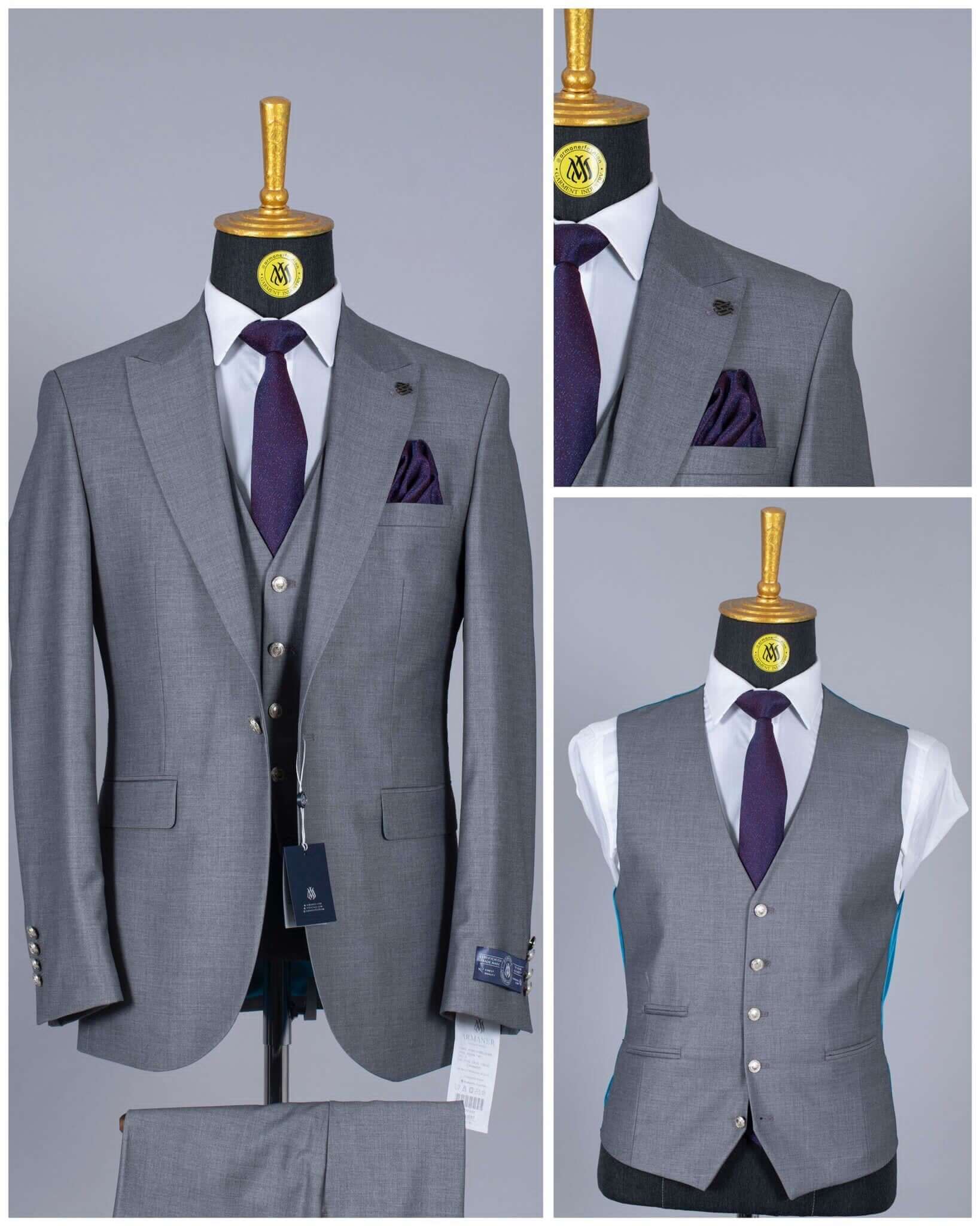 Costume 3 Pieces Gris Acier