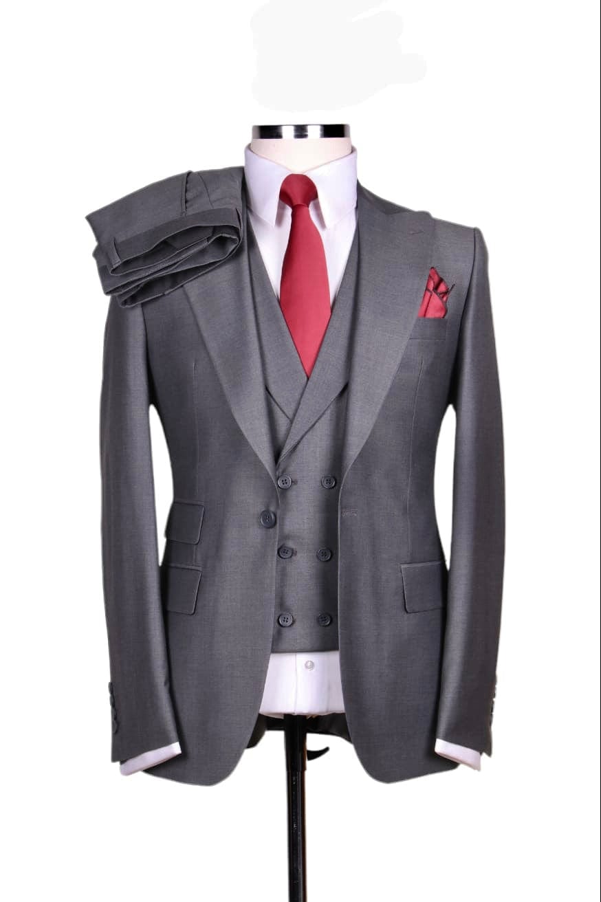 One-Button Light Gray 3-Piece Suit