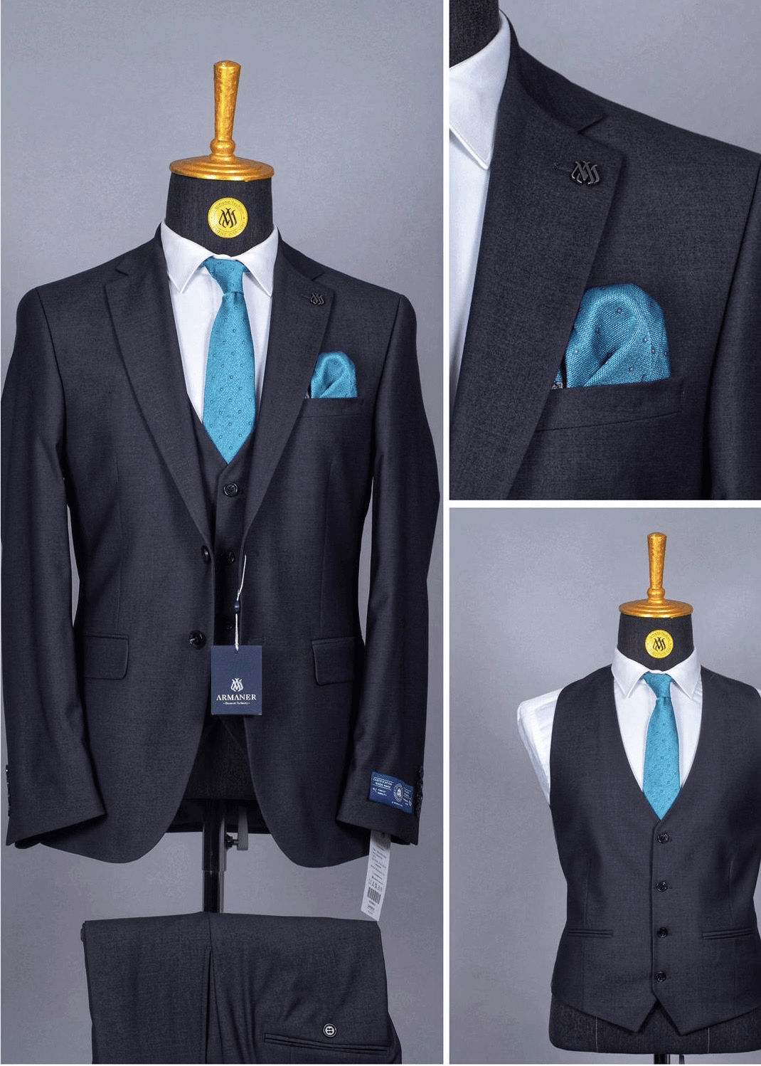 Costume 3 pièces gris luxueux pour homme COSTUMES 3 PIÈCES MOUBARAK SHOP