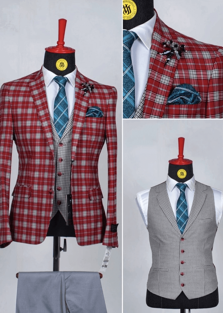 Ensemble de costume 3 pièces pour homme avec veste, pantalon et cravate COSTUMES 3 PIÈCES MOUBARAK SHOP
