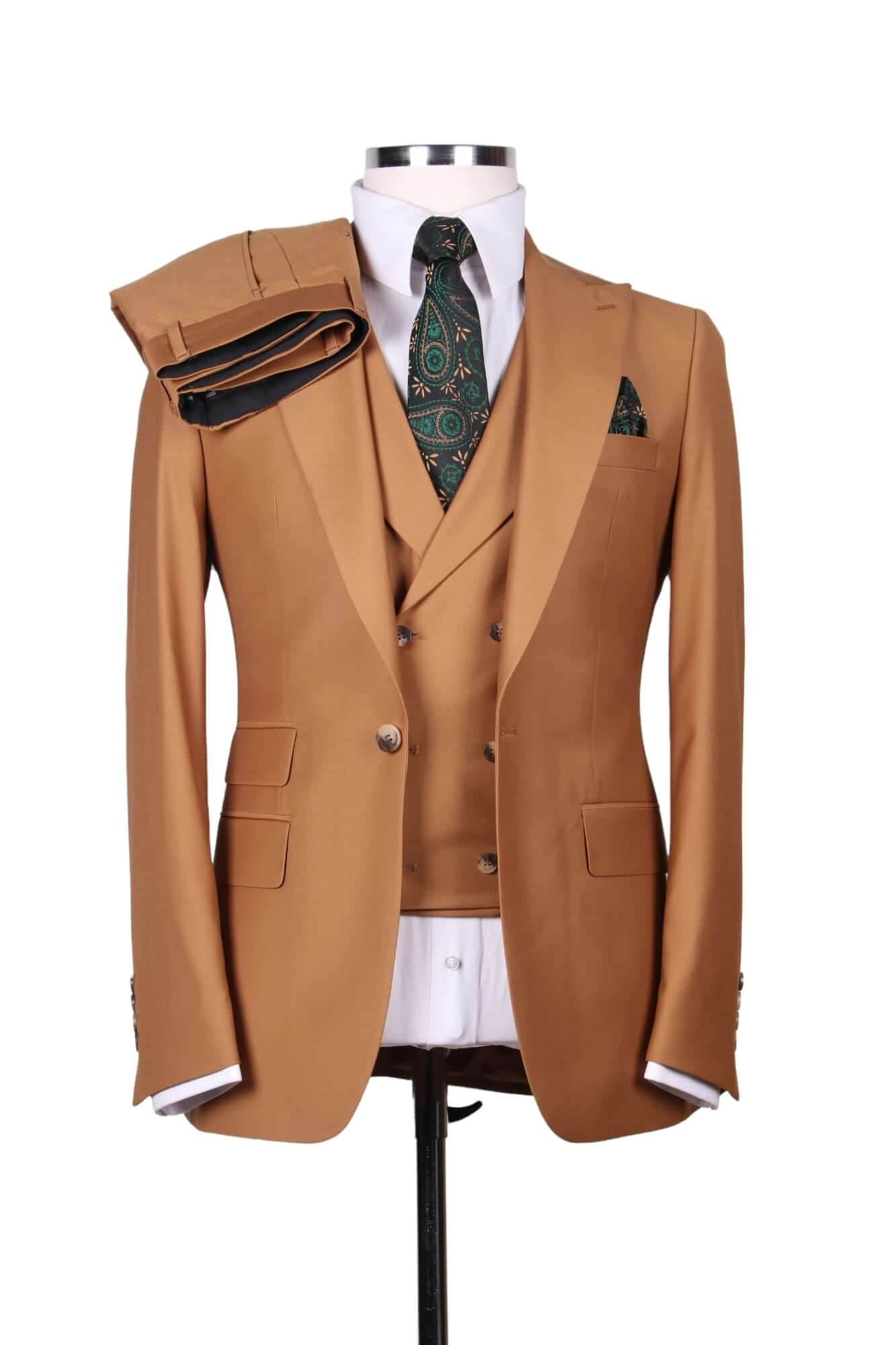Costume 3 Pieces Marron Alezan Un Bouton