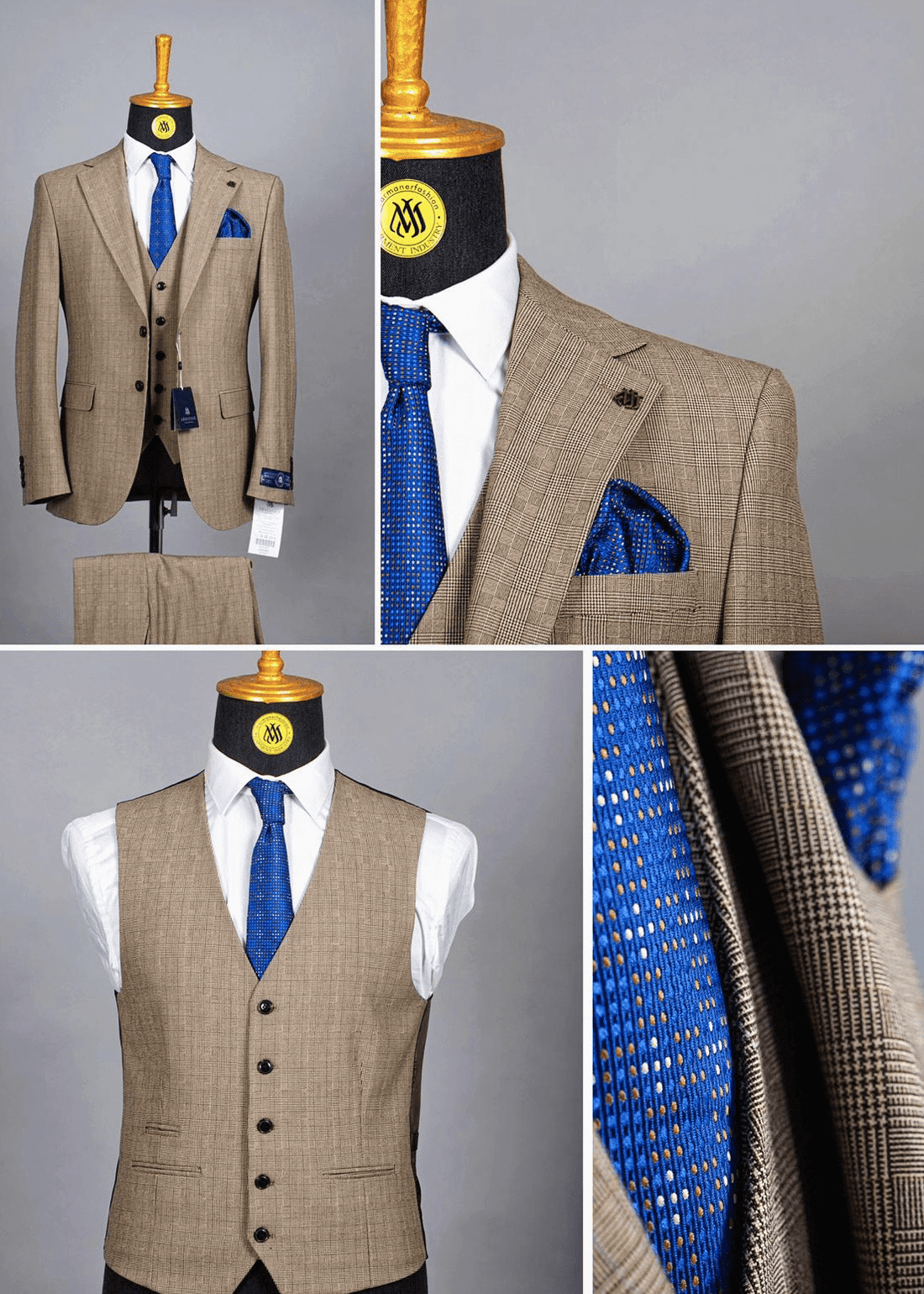 Costume 3 pièces marron à motif pour homme, offres exclusives COSTUMES 3 PIÈCES MOUBARAK SHOP