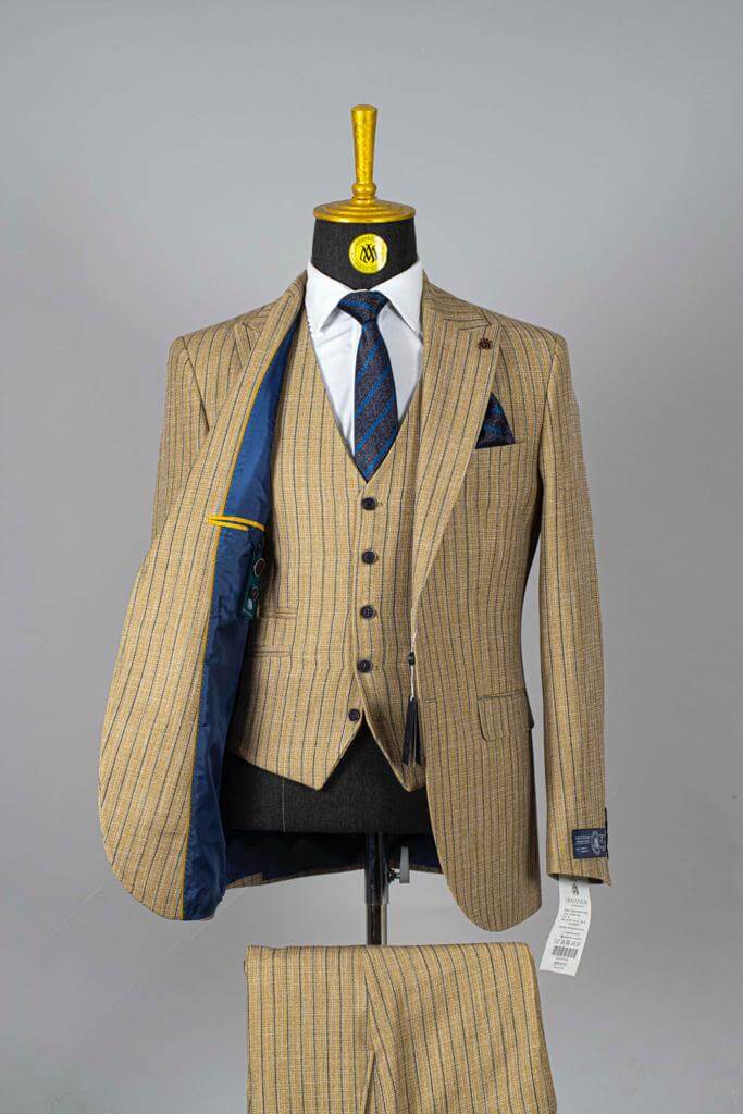 Costume 3 Pieces Marron Rayure