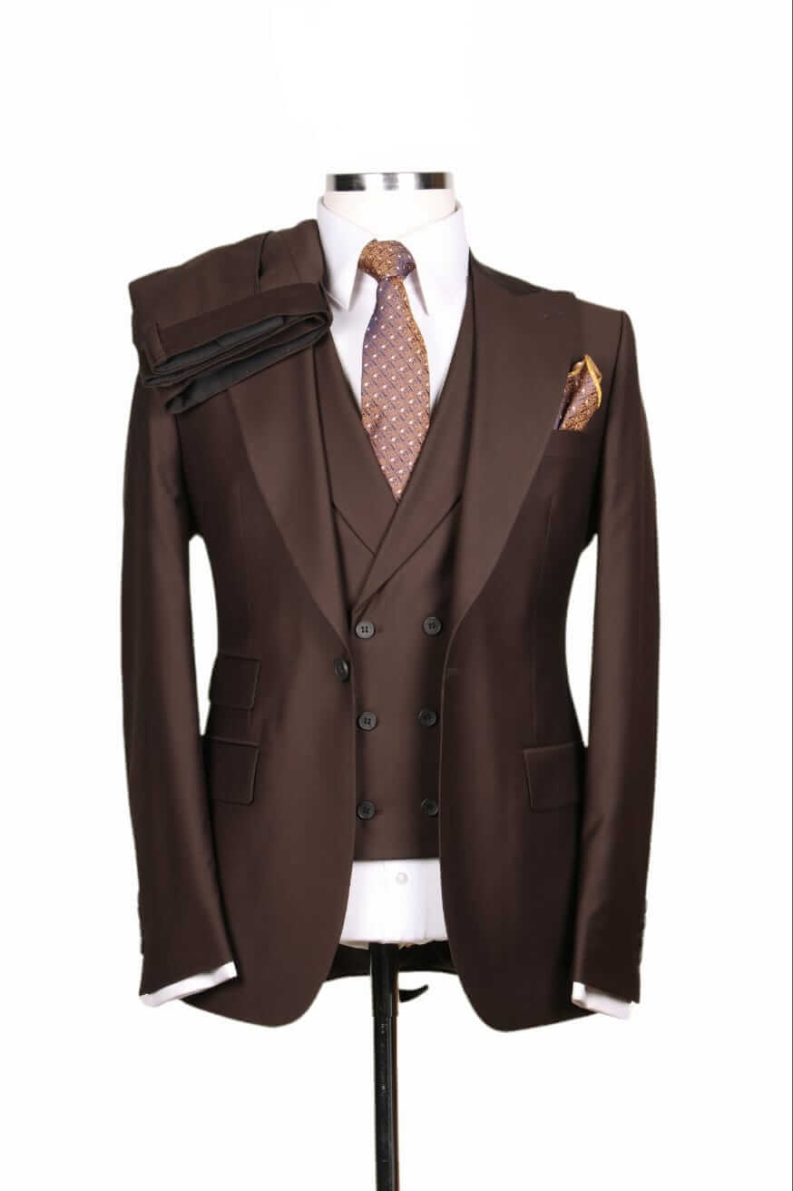 3 Piece Brown One Button Suit