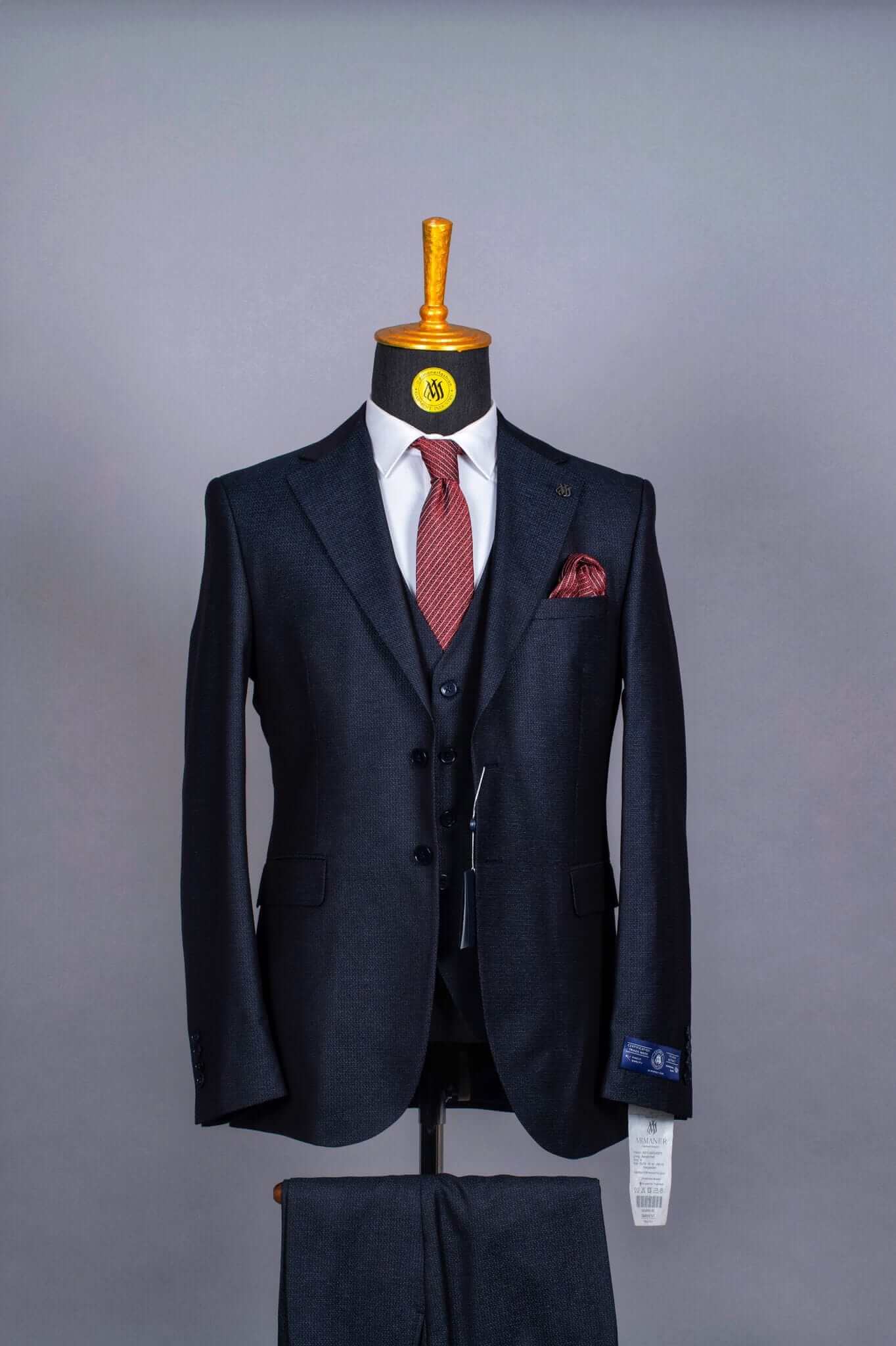 3 Piece Suit Black Green