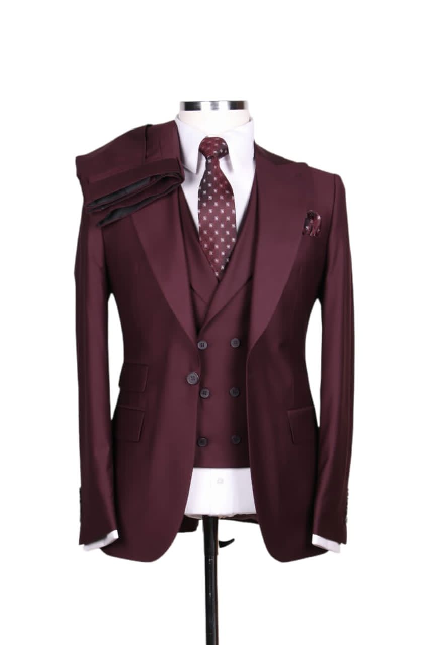 Red Burgundy 3 Piece Suit