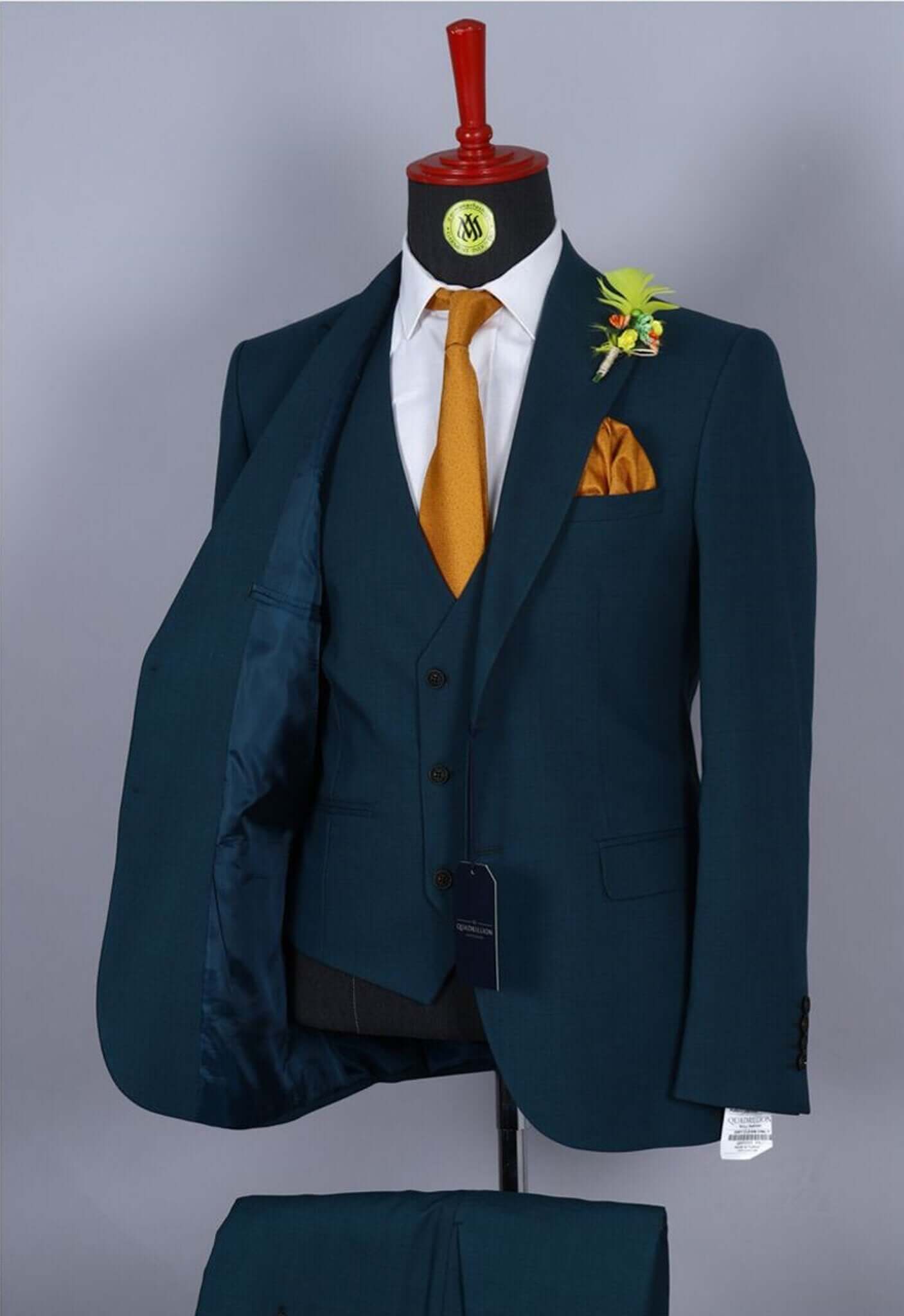 3 Pieces Bottle Green Suit