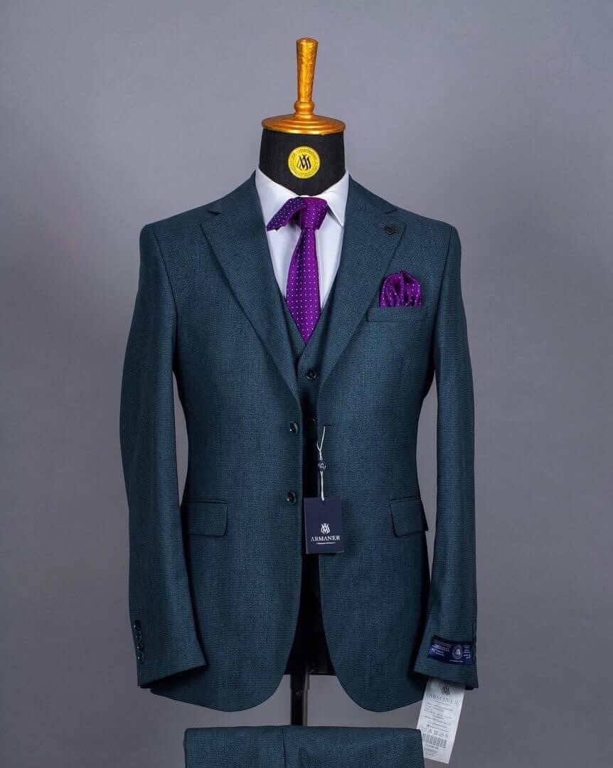 Obtenez un ensemble de costume 3 pièces vert canard pour homme ! COSTUMES 3 PIÈCES MOUBARAK SHOP