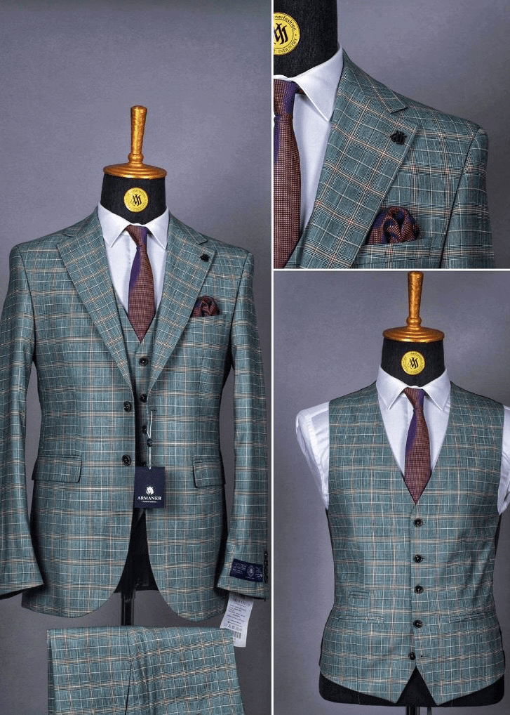 Costume 3 Pieces Vert Motif