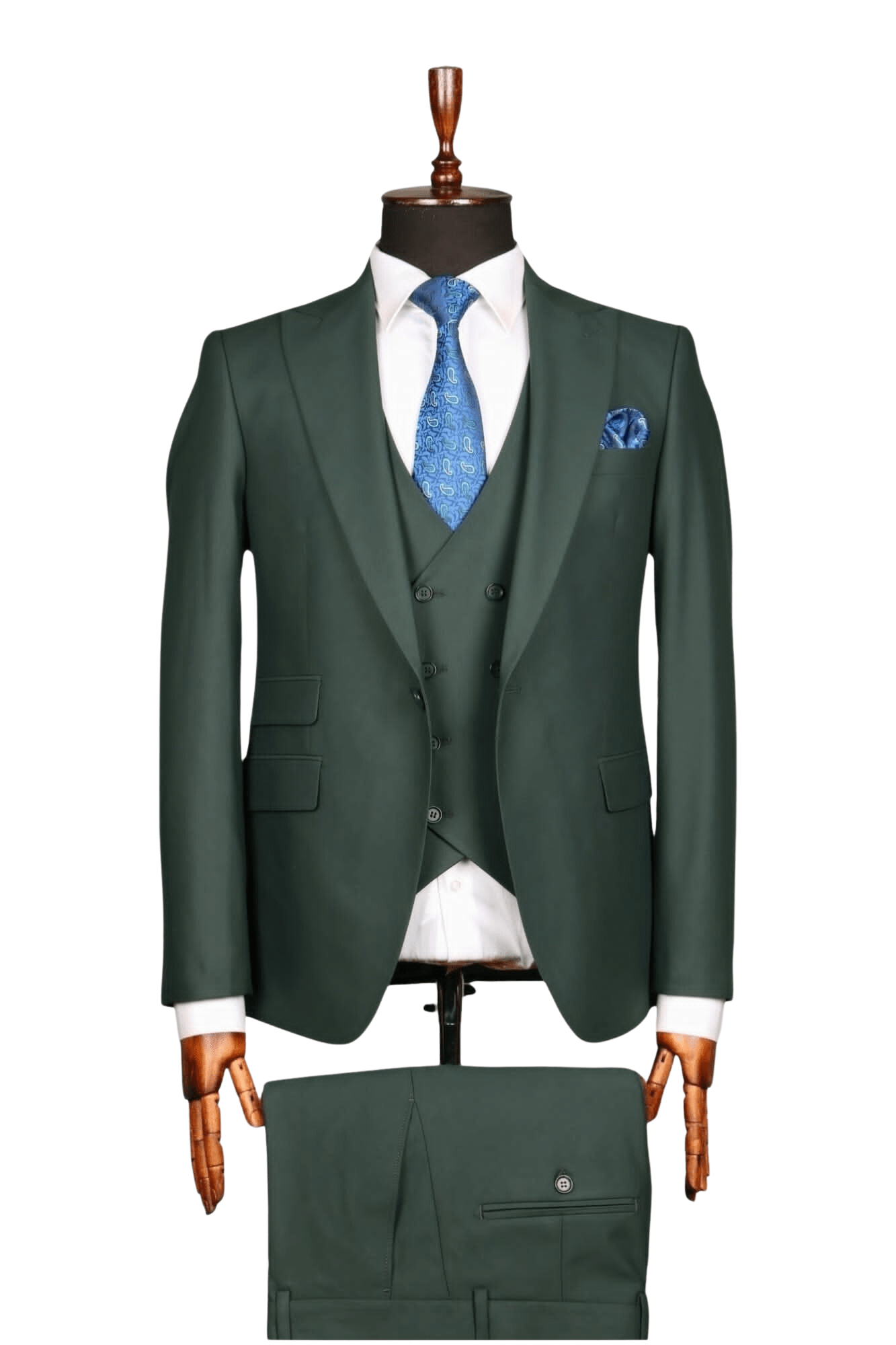 Costume 3 Pieces Vert Un Bouton