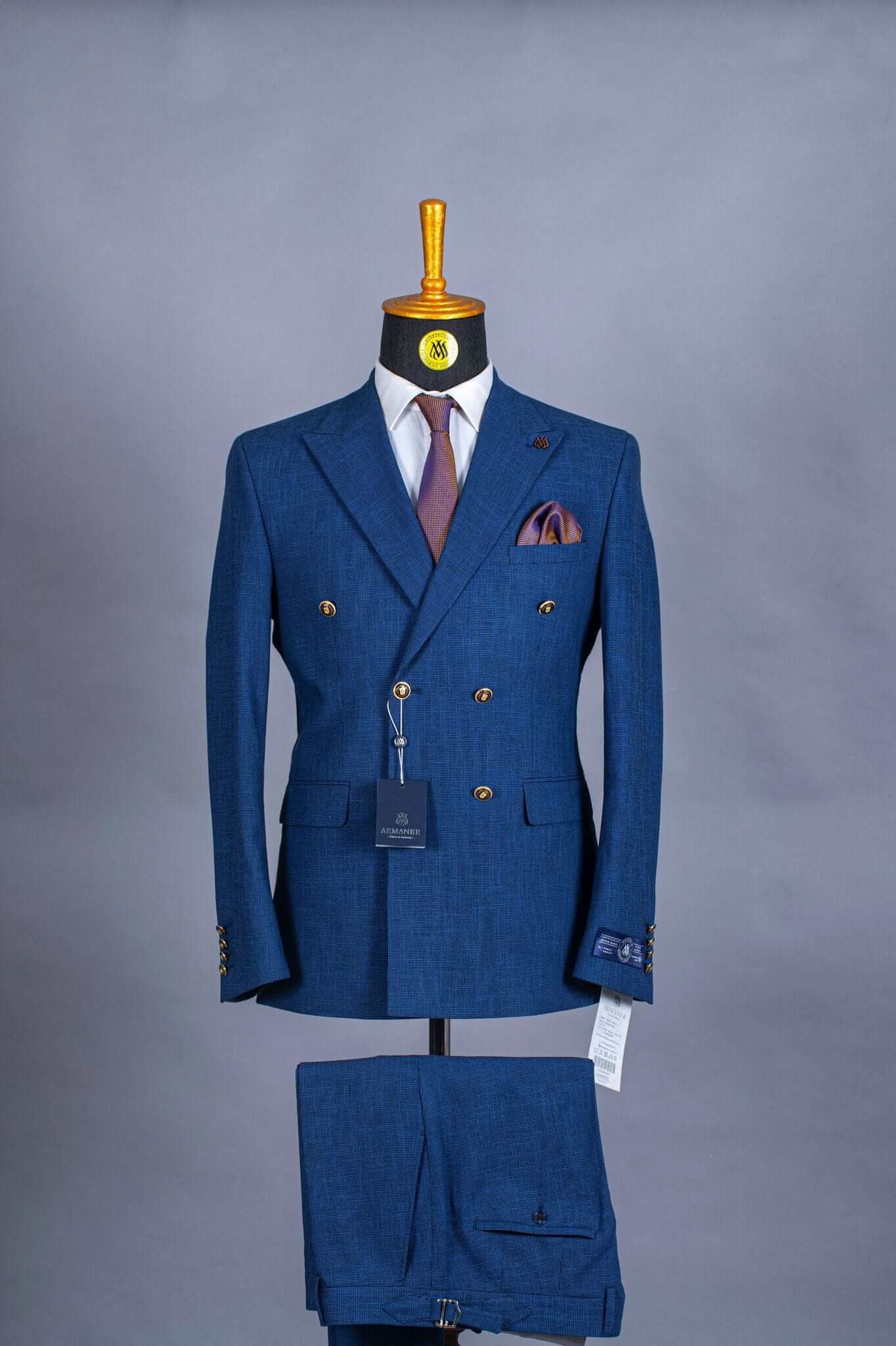 Costume Croisé Bleu Azur