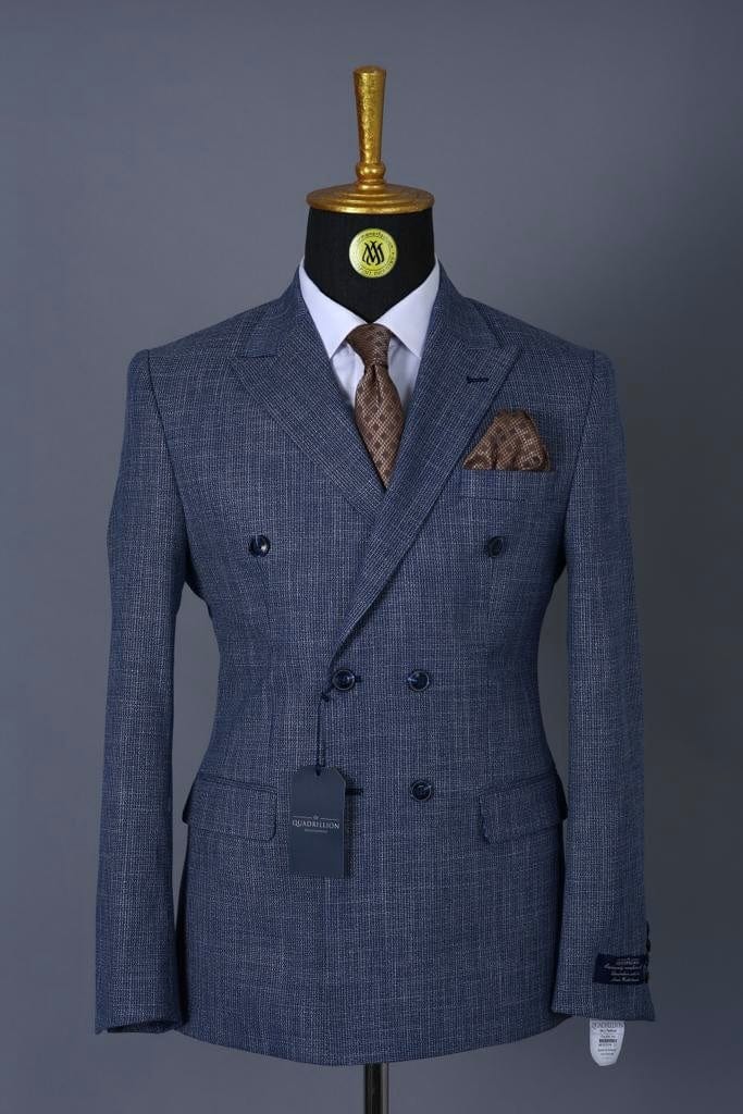 Costume Croisé Bleu Motif V.I.P