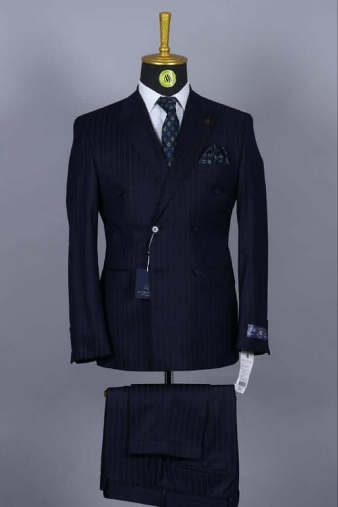 Striped Midnight Blue Double Breasted Suit