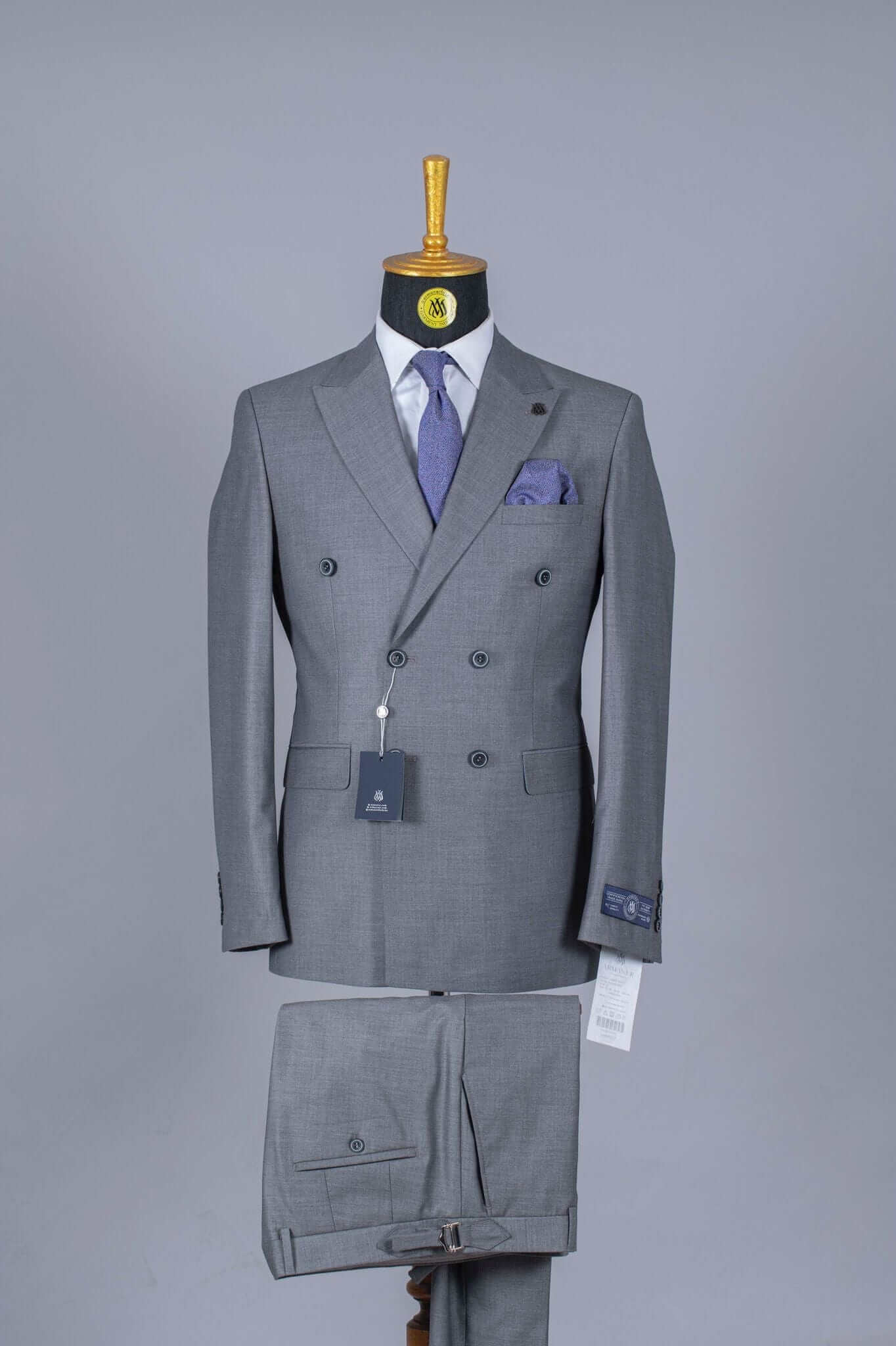 Costume Croisé Gris Acier