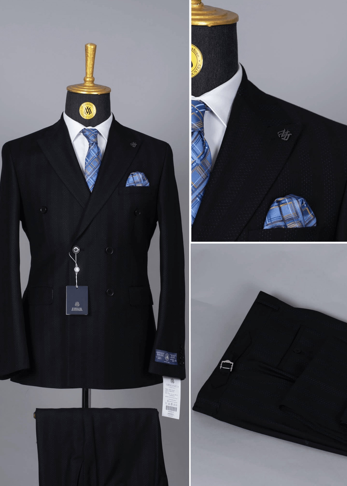 Costume Croisé Noir avec motif