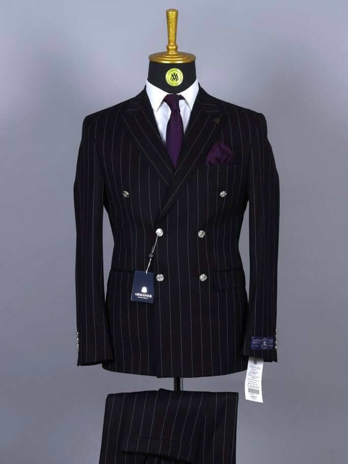Black Striped Double Breasted Suit