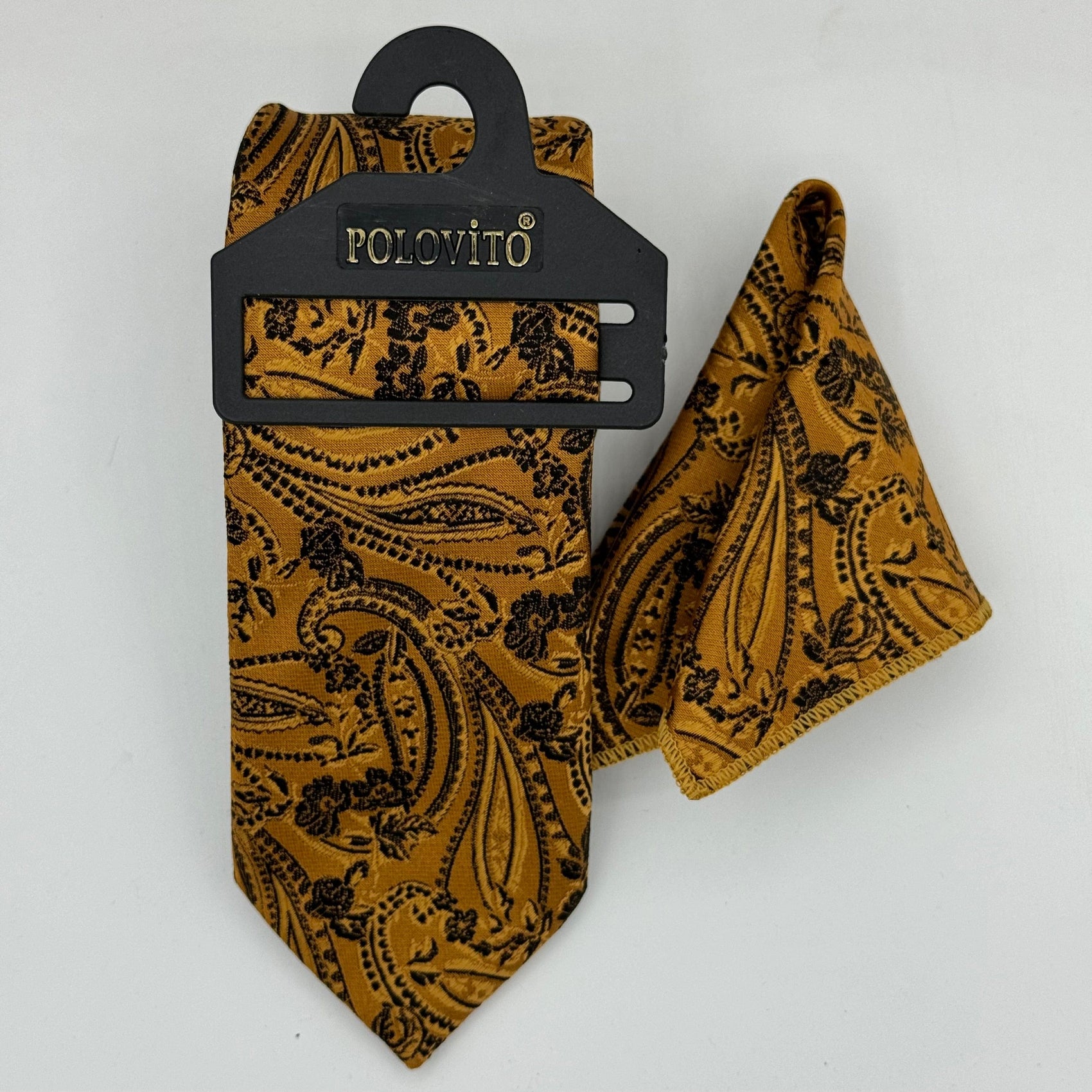 Cravate Pochette CVP031 - Jaune Motif