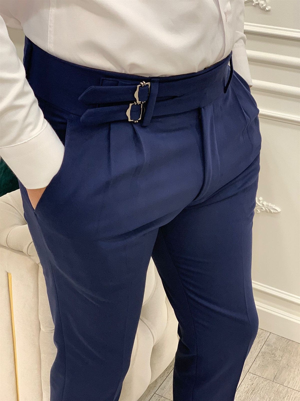 Parez Blue Buckle Pants