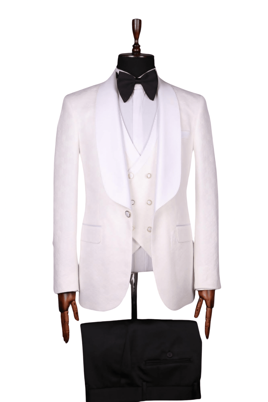 Ensemble smoking blanc et pantalon de mariage noir SMOKINGS MOUBARAK SHOP