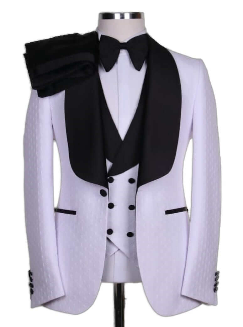 Ensemble smoking blanc et pantalon de mariage noir SMOKINGS MOUBARAK SHOP