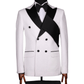 Ensemble smoking croisé blanc et pantalon de mariage noir SMOKINGS MOUBARAK SHOP